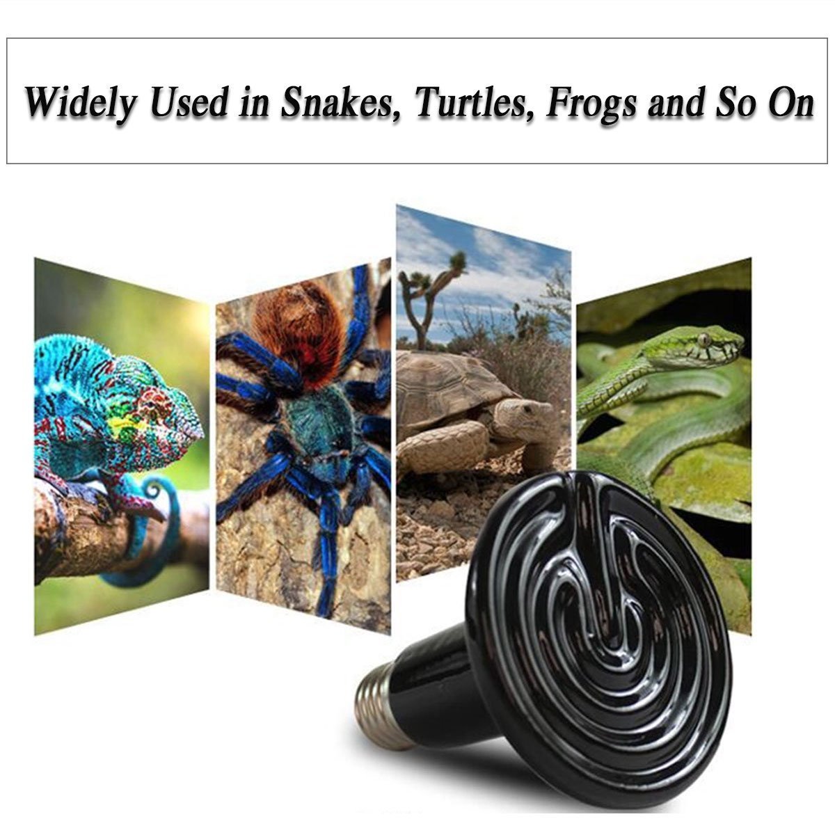 CTKcom 2-Pack 150W 110V Ceramic Heat Emitter Bulb - No Light Infrared Reptile Heat Lamp for Turtles, Snakes, Lizards & Chicken Coops - Safe Pet Heating Solution for Terrariums & Brooders