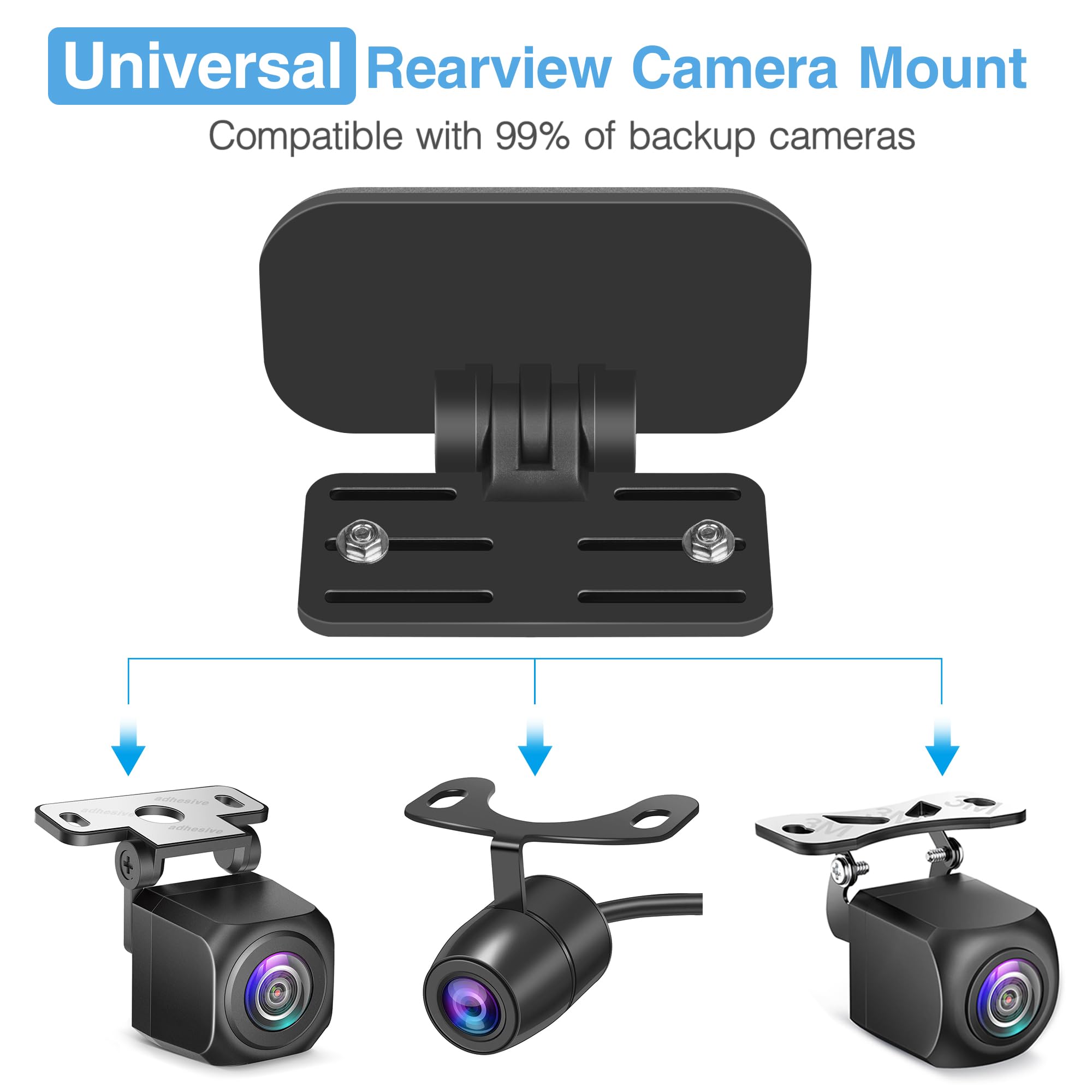 Universal Dash Cam Rear Camera Mount (2 Pack) - Easy Install Rear View Mirror & Windshield Backup Camera Bracket for Cars | Perfect for Road Trips, Uber/Lyft Drivers & Vehicle Security