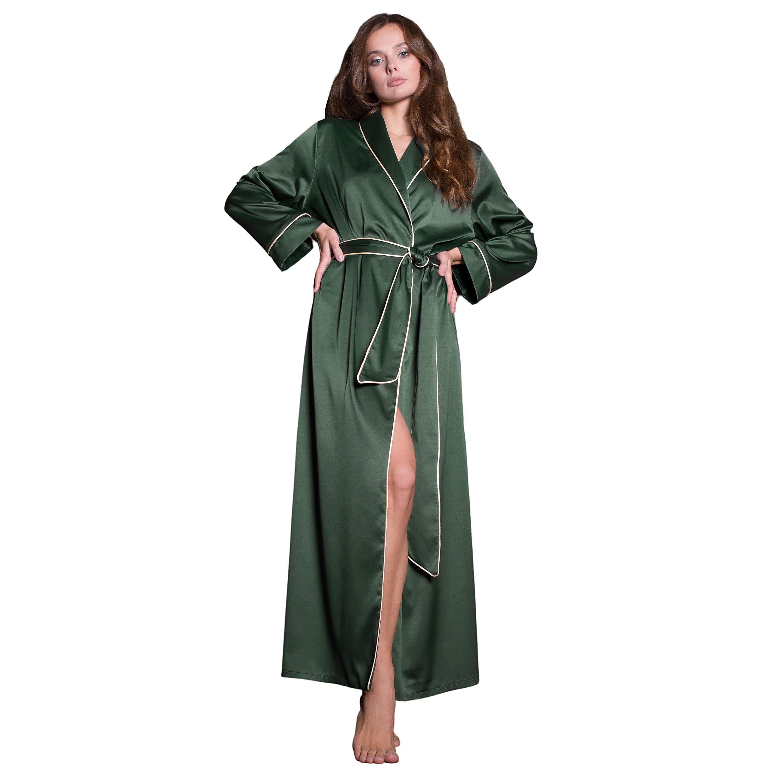 Elegant Plus Size Satin Kimono Robe for Women - Long Silk Sleepwear & Loungewear - Perfect for Spa Nights, Bridal Parties & Relaxing at Home