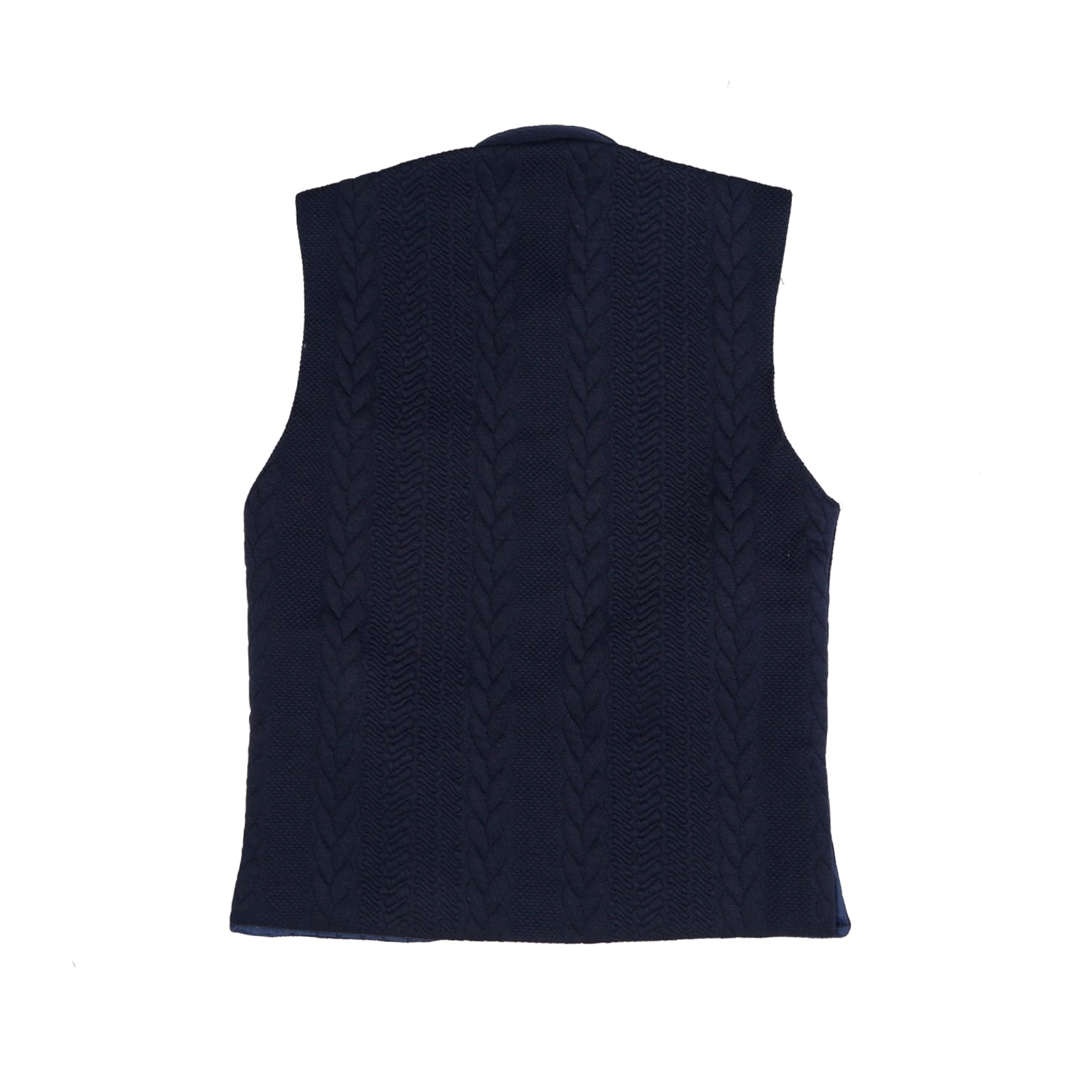 Stylish Navy Blue Self Textured Modi Jacket & Polka Dot Print Shirt - Trendy Casual Outfit for Men | Perfect for Office, Date Night & Weekend Wear