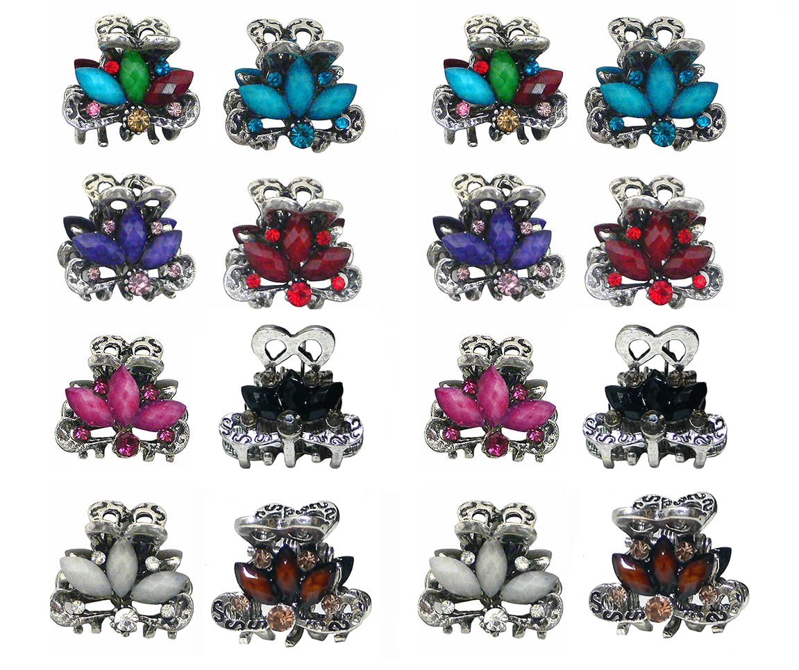2 Sets of 16 Tiny Metal Hair Claws - Lightweight Jaw Clips for Women & Girls - Perfect for Updos, Ponytails & Everyday Hairstyles (U864175-0580-8-2)
