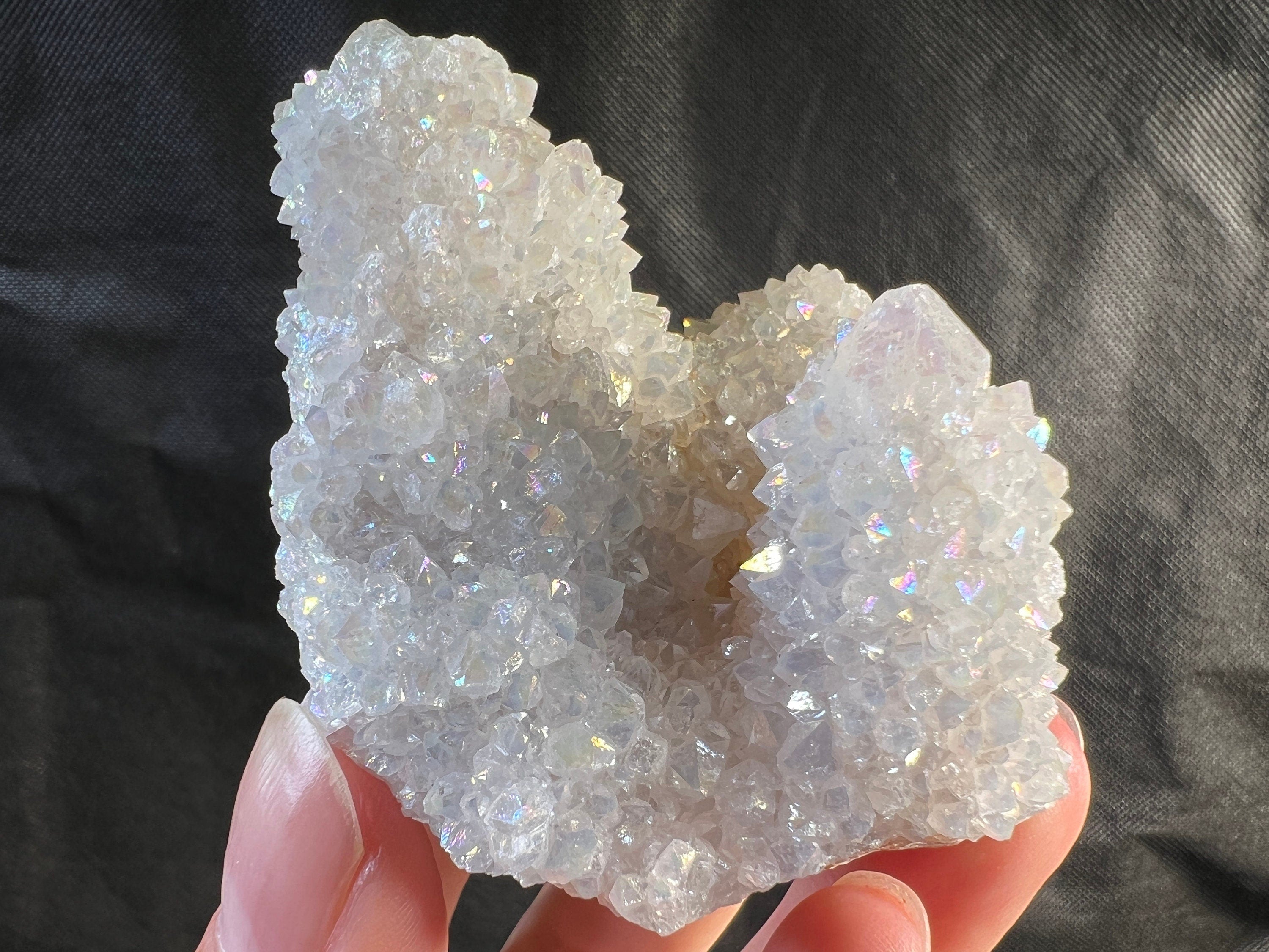 Angel AURA QUARTZ Crystal Cluster - Rainbow Healing Stone, Natural Spirit Quartz Geode for Meditation & Energy Work | Home Decor, Office Feng Shui, Reiki Healing & Spiritual Gifts