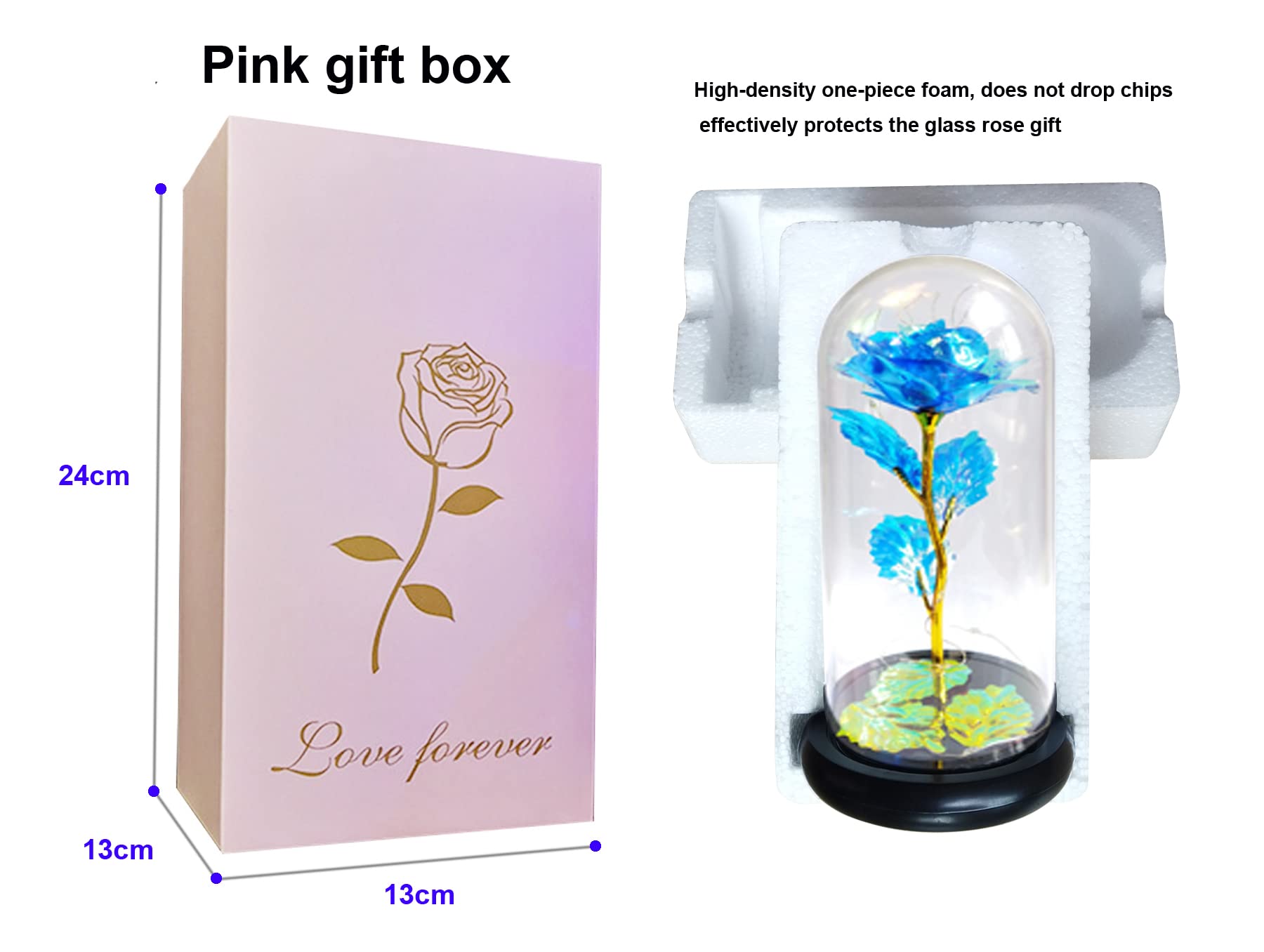 Eternal Glass Rose Gift for Women - Beauty and The Beast Inspired Galaxy Rose Flower, Unique Birthday, Anniversary, Valentine's Day Present for Wife & Girlfriend (Blue) - Perfect for Romantic Occasions, Home Decor, and Special Gift Giving