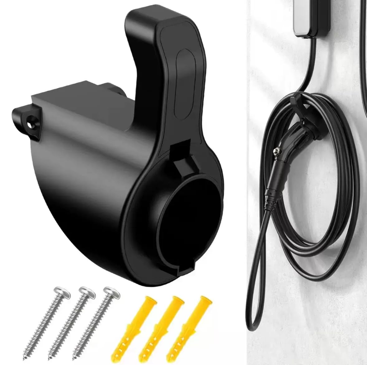 Type 1 & SAE J1772 EV Charger Holder Wall Mount - Cable Organizer & Holster Dock for Electric Vehicle Charging Equipment | Perfect for Home Garage & Public Charging Stations