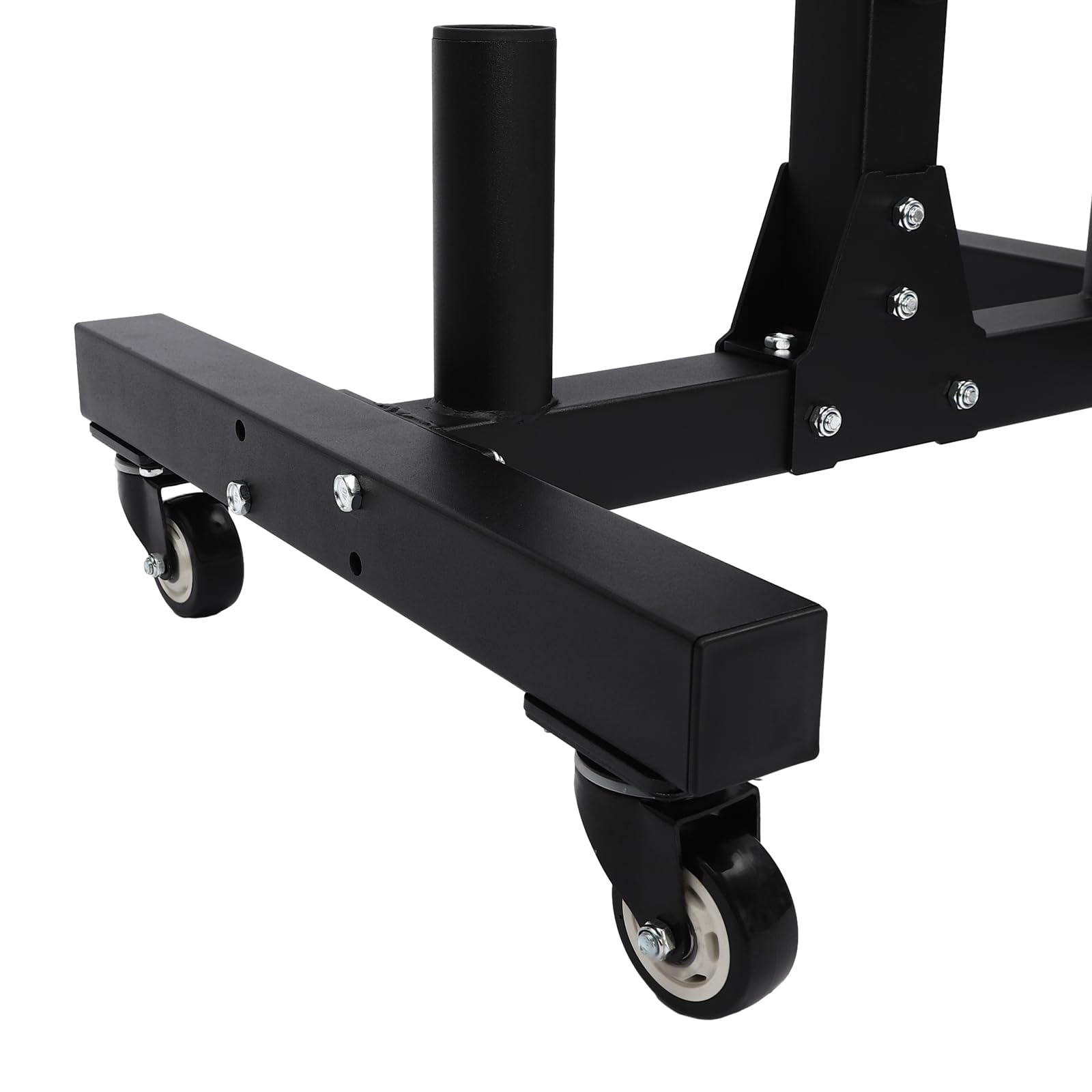 Olympic Weight Plate Tree & Bar Holder - Heavy Duty Bumper Plate Storage Rack with Wheels for Home Gym - Vertical Barbell Organizer for Weightlifting & CrossFit Training