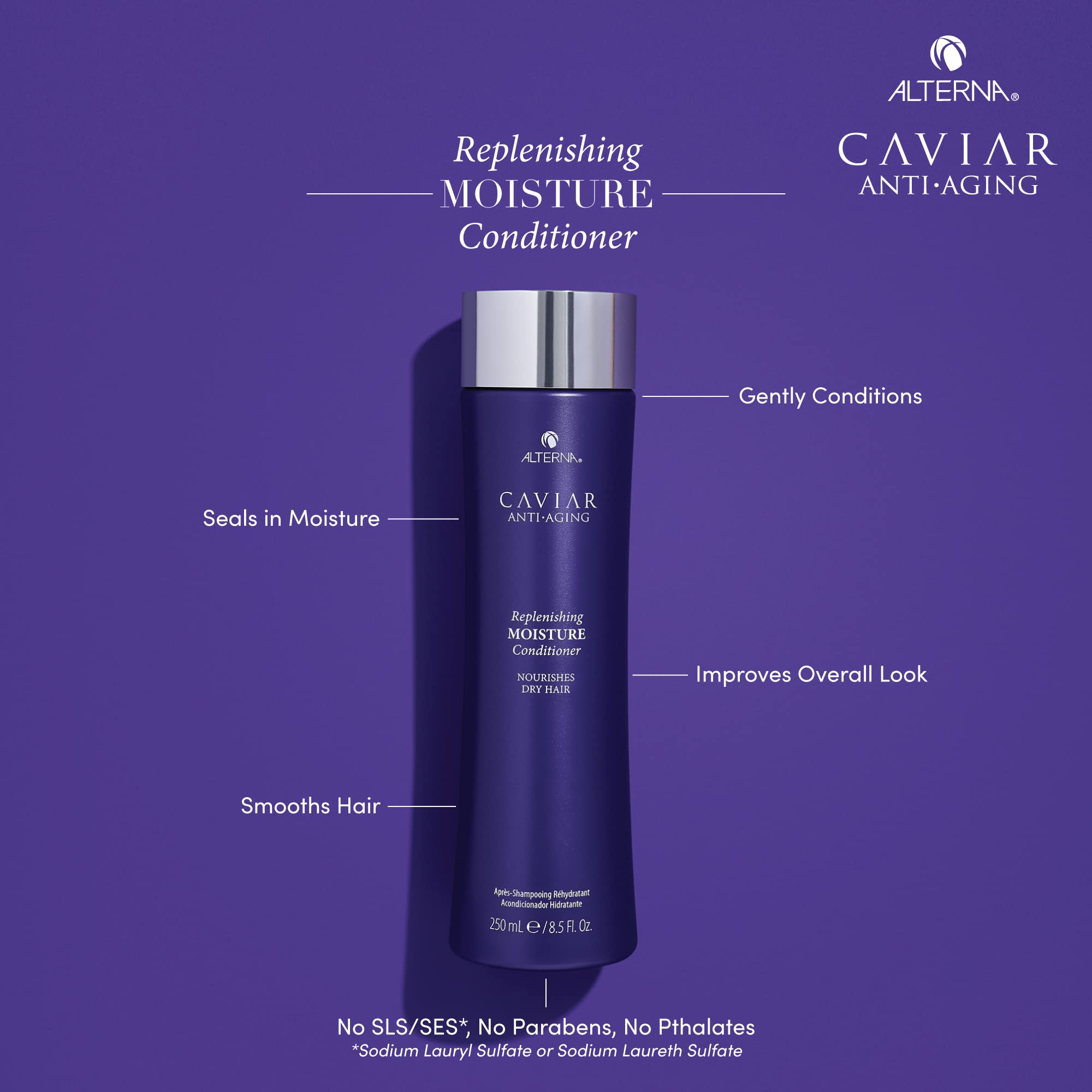 CAVIAR Anti-Aging Replenishing Moisture Conditioner for Dry Brittle Hair - Sulfate Free Hair Treatment to Protect Restore & Hydrate | Perfect for Damaged Hair Repair & Daily Hydration at Home or Salon