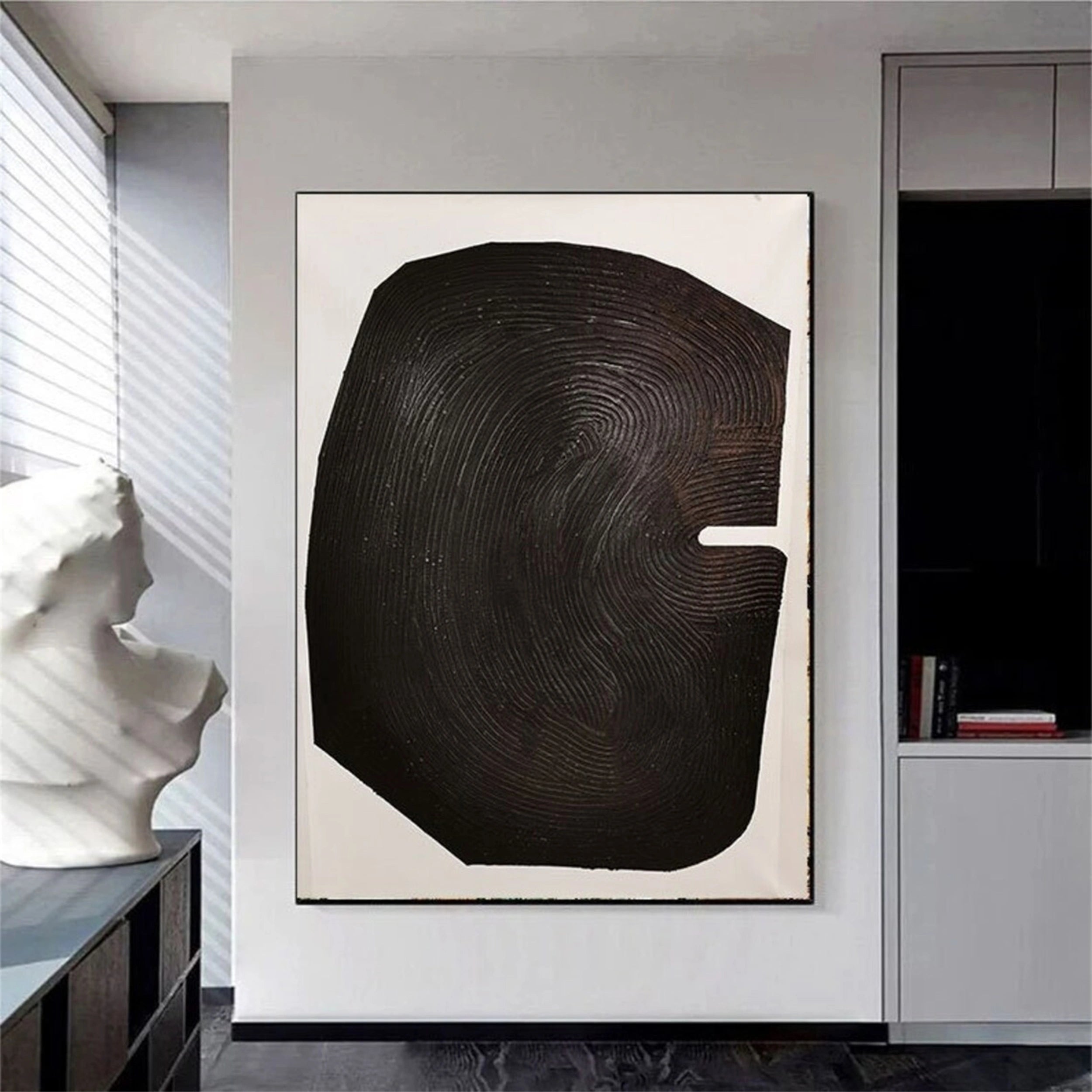 Black and White Abstract Textured Canvas Wall Art Painting - Modern Home Decor for Living Room, Bedroom & Office | MZ076