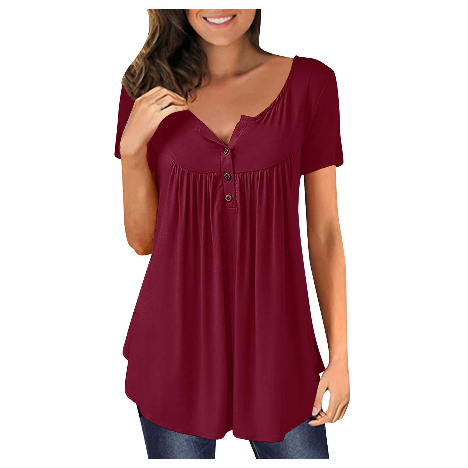 Women's Summer Lace Short Sleeve V-Neck Casual Blouse - Breathable Cute T-Shirt Tops for Women | Perfect for Beach Outings, Date Nights & Office Wear