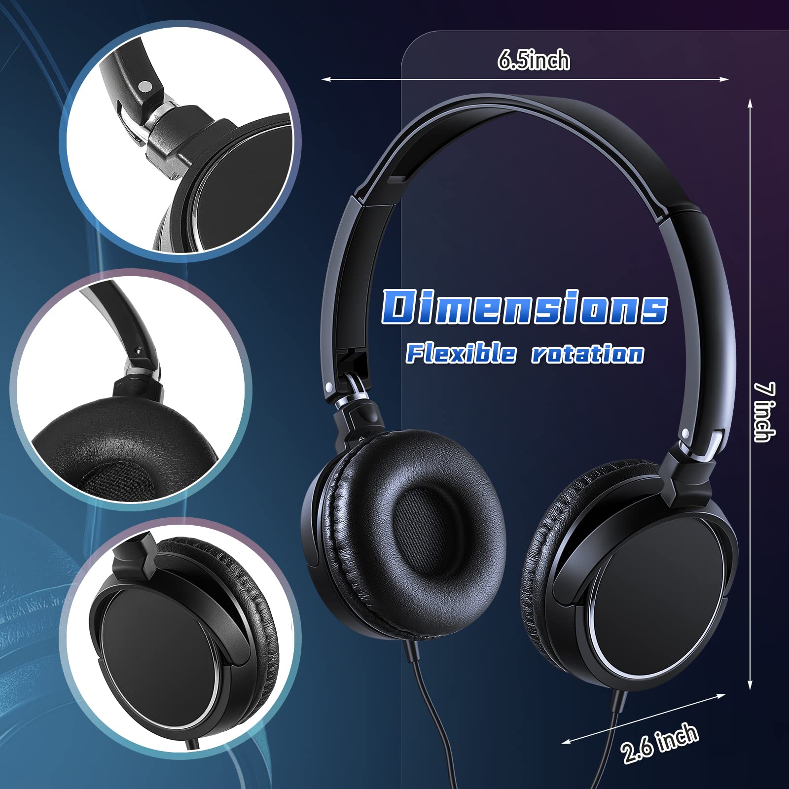 24 Pack Bulk Classroom Headphones with Microphone - Adjustable Over-Ear Student Headphones for Kids, School, Online Learning & Virtual Classrooms (Black) - Perfect for Distance Education, Computer Labs & Study Sessions