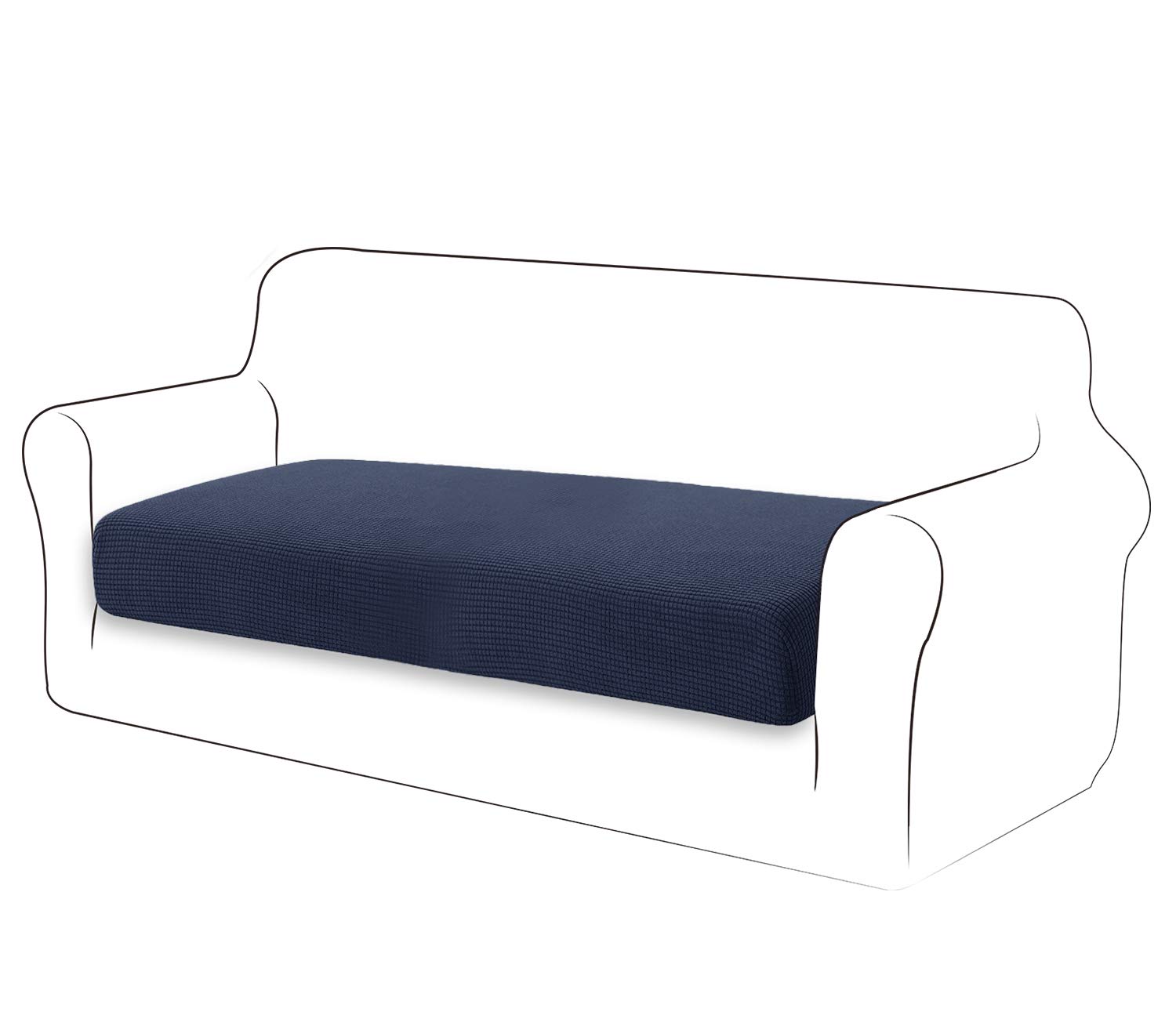 TIANSHU High-Stretch Jacquard Loveseat Cushion Cover - 1-Piece Durable Sofa Slipcover for 2-Cushion Couches (Medium, Navy Blue) - Perfect for Living Room, Bedroom & Home Decor Protection