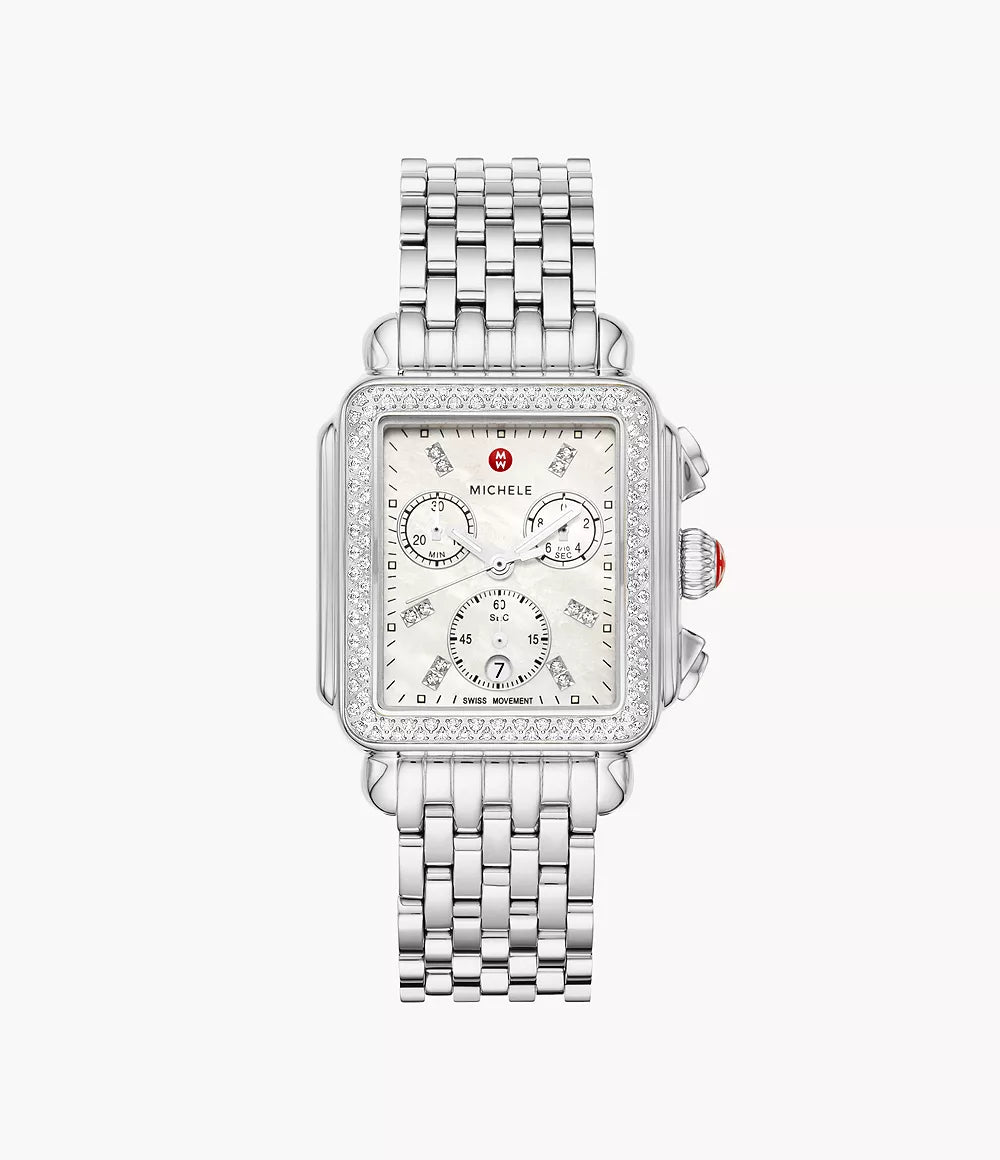 Stainless Steel Diamond Watch with Mother of Pearl Dial - Elegant & Durable Timepiece for Women, Perfect for Parties, Work & Everyday Wear