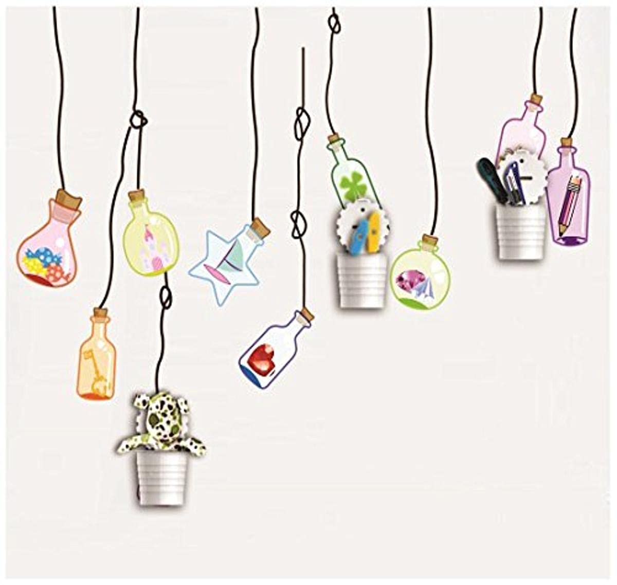 Dream Wall Decal with Cup Holders & Hanging Bottles - Peel and Stick Wall Organizer for Kitchen, Bathroom, Office - Perfect for Storing Cups, Bottles, Keys & Small Items