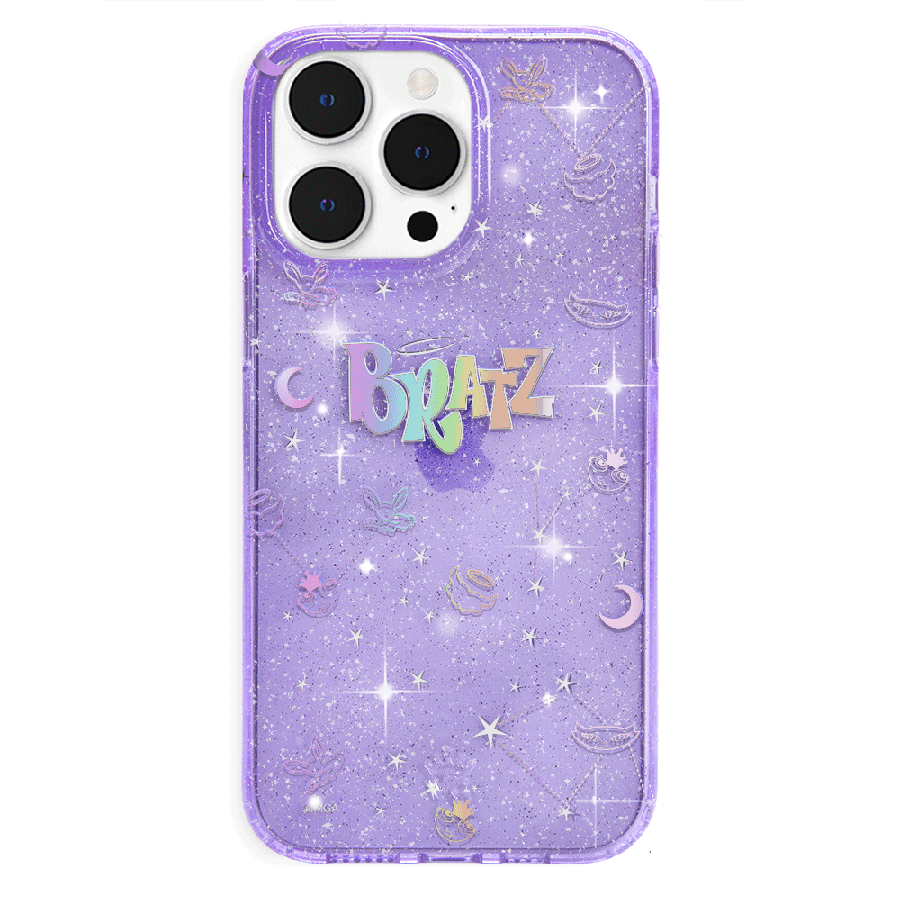 Bratz Celestial Glitter iPhone Case - Trendy Protective Phone Cover for iPhone 13/14/15 - Sparkly Glam Design for Girls & Teens - Perfect for School, Parties & Everyday Use