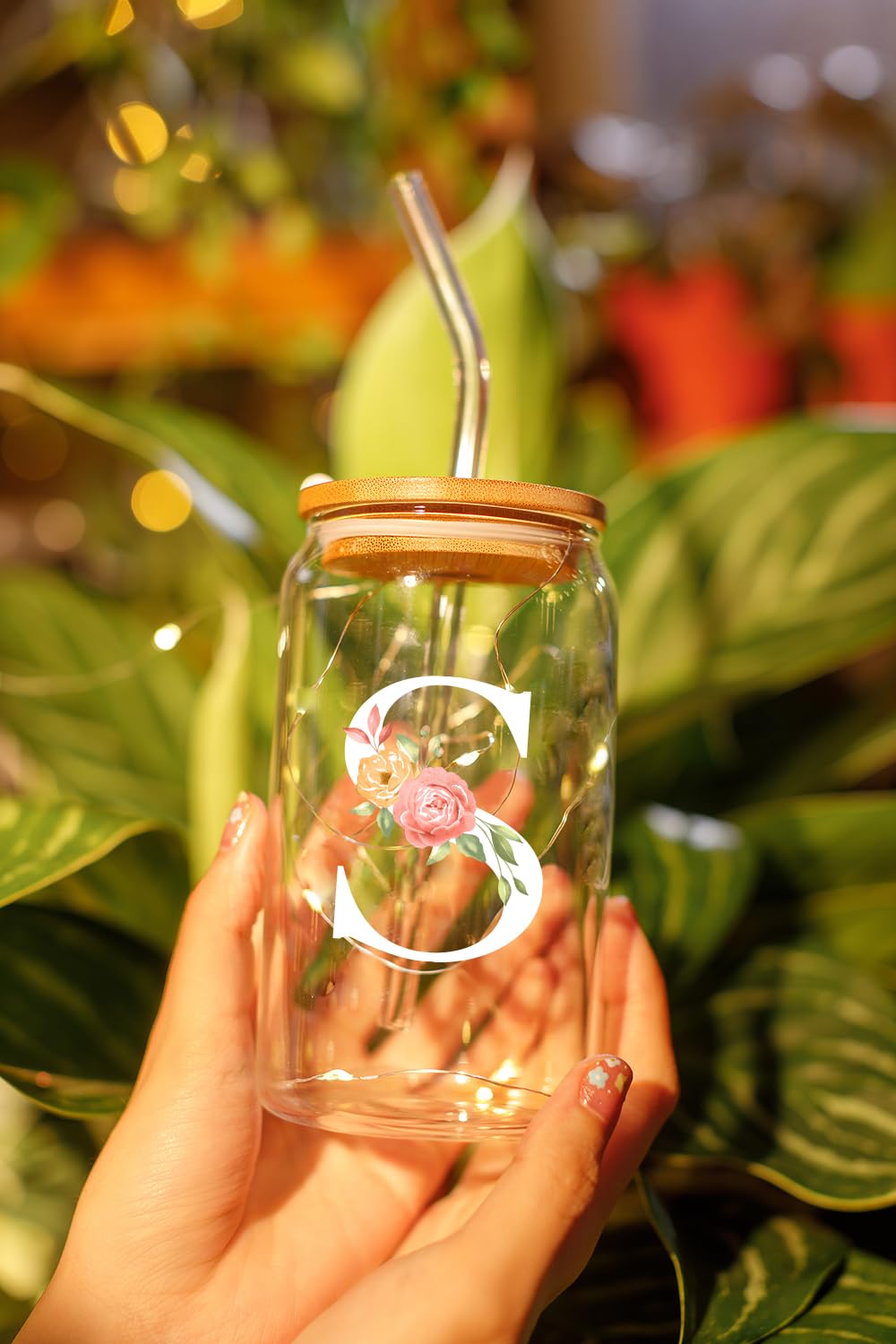 Personalized Monogrammed Gifts for Women - Custom Engraved 16oz Coffee Glass with Initials - Unique Birthday Gifts for Her, Friends, Girls - Perfect for Home, Office & Coffee Lovers
