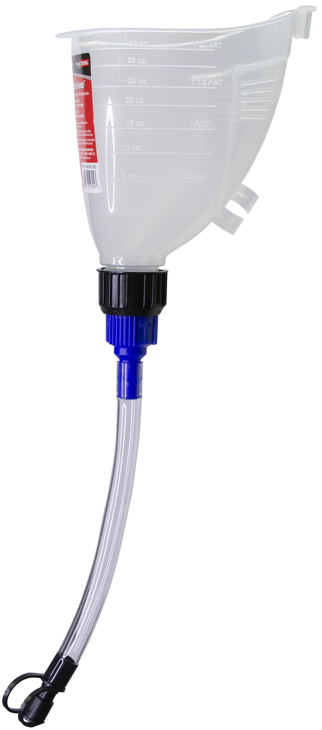 FloTool Hopkins 10704 Measu-Funnel with On/Off Spout - 2 Quart Black Plastic Funnel for Automotive Fluids, Oil Changes & DIY Projects