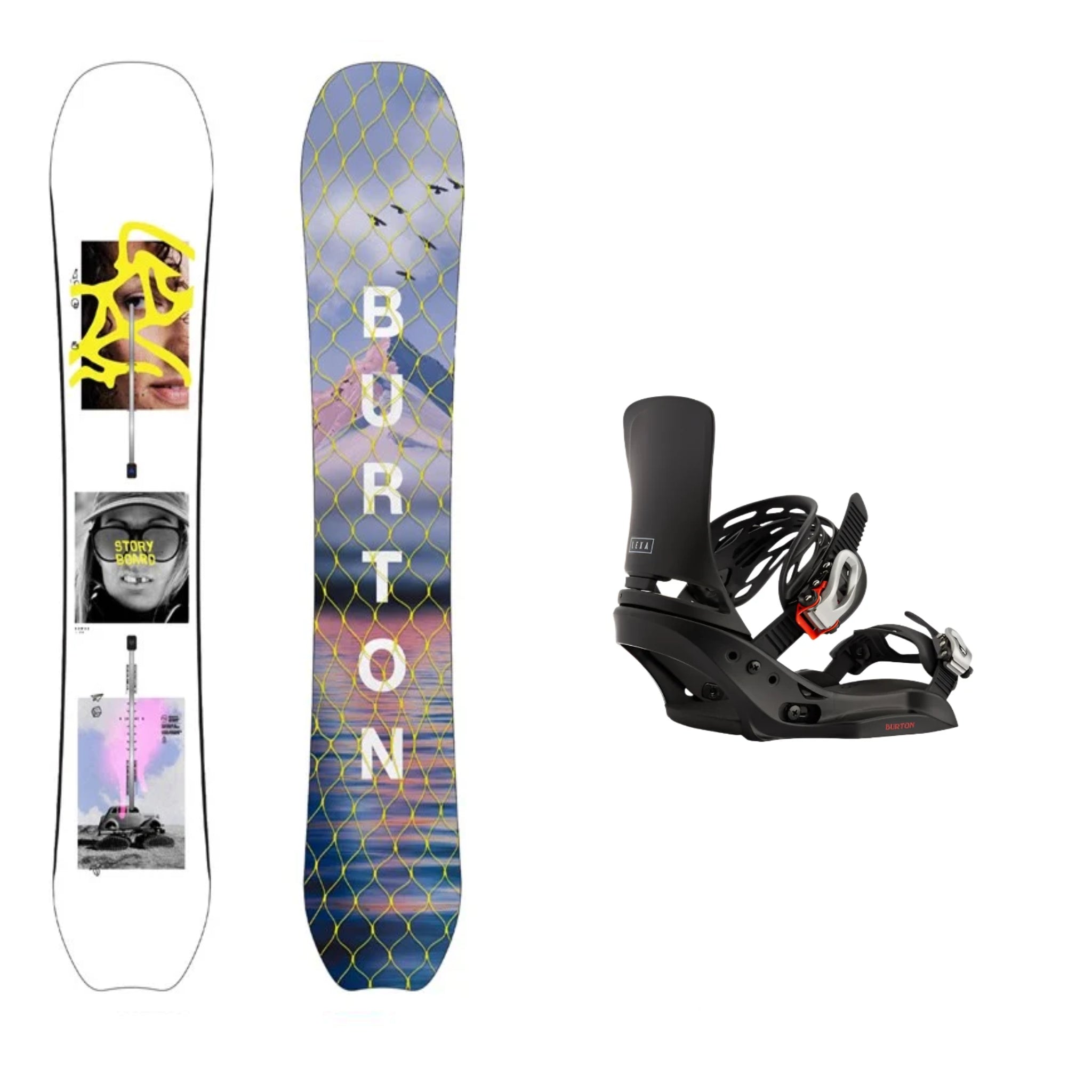 Burton Story Board Snowboard with Lexa EST Bindings 2025 - Women's All-Mountain Freestyle Snowboard for Powder & Park Riding