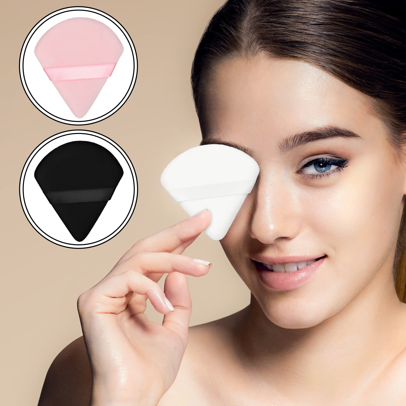 12-Piece Soft Triangle Powder Puff Set for Loose & Mineral Makeup - Black, White, Pink - Foundation Sponge for Wet/Dry Application - Perfect for Contouring, Baking & Setting Makeup