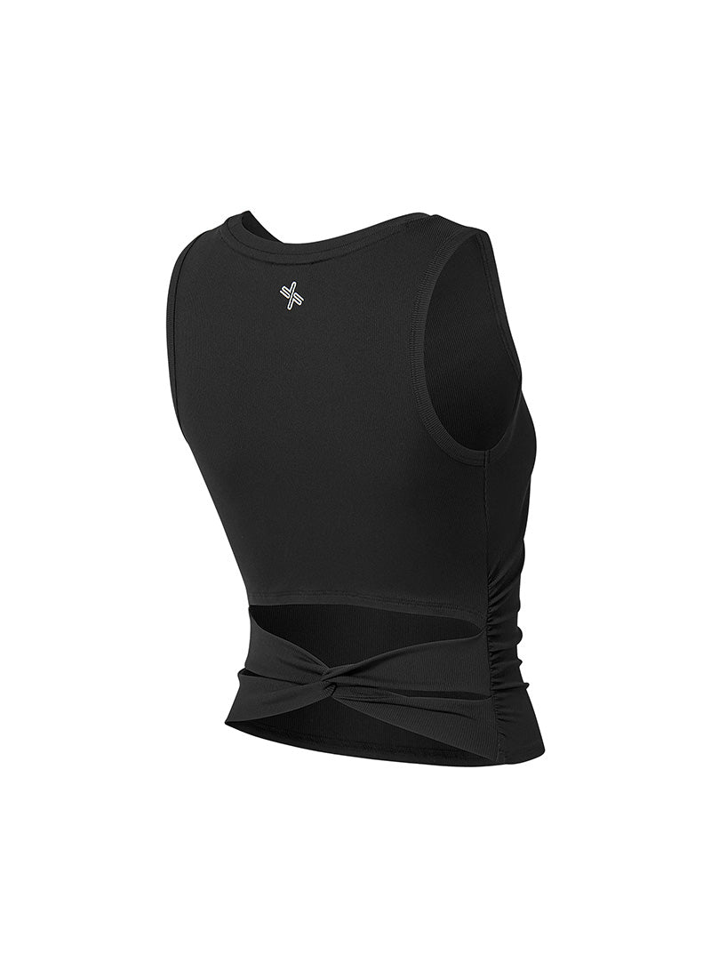 Ribbed Back Twist Sleeveless Top - Women's Fashion Stretch Knit Camisole for Casual Wear, Layering & Summer Outfits
