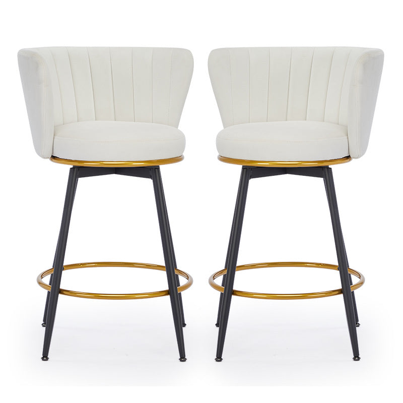 Set of 2 Counter Height Bar Stools - 360° Swivel Upholstered Barstools with Back Support & Sturdy Metal Legs, 26 Inch Seat Height, Soft Velvet Fabric, Gold Footrest - Perfect for Kitchen Islands, Breakfast Bars & Home Bars
