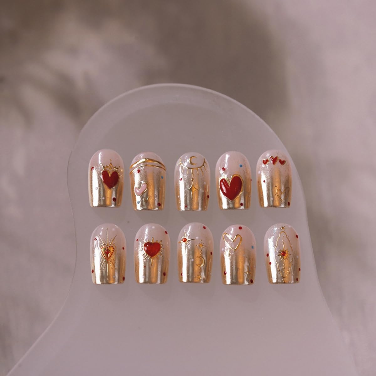 5D Heart Nail Art Stickers - Valentine's Day Pink Red Gold Embossed Empty Heart Nail Decals for Manicure & Nail Art Decorations | Perfect for DIY Nails, Parties, Weddings & Special Occasions