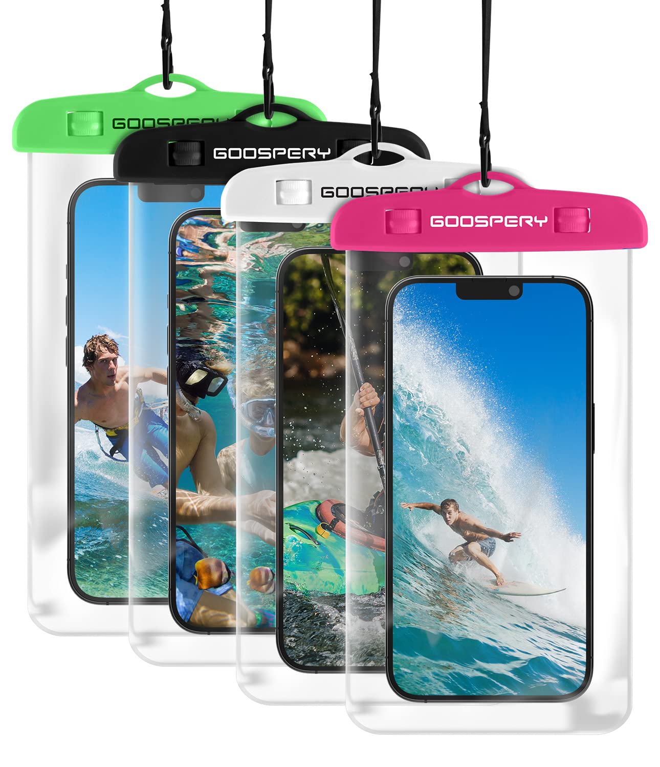 **GOOSPERY 4-Pack Waterproof Phone Pouch – Universal Underwater Dry Bag for iPhone 14/13/12/11 Pro Max/Mini/XS/XR, Samsung Galaxy S23/S22/S21/S20 Ultra/Note20 (Up to 6.8