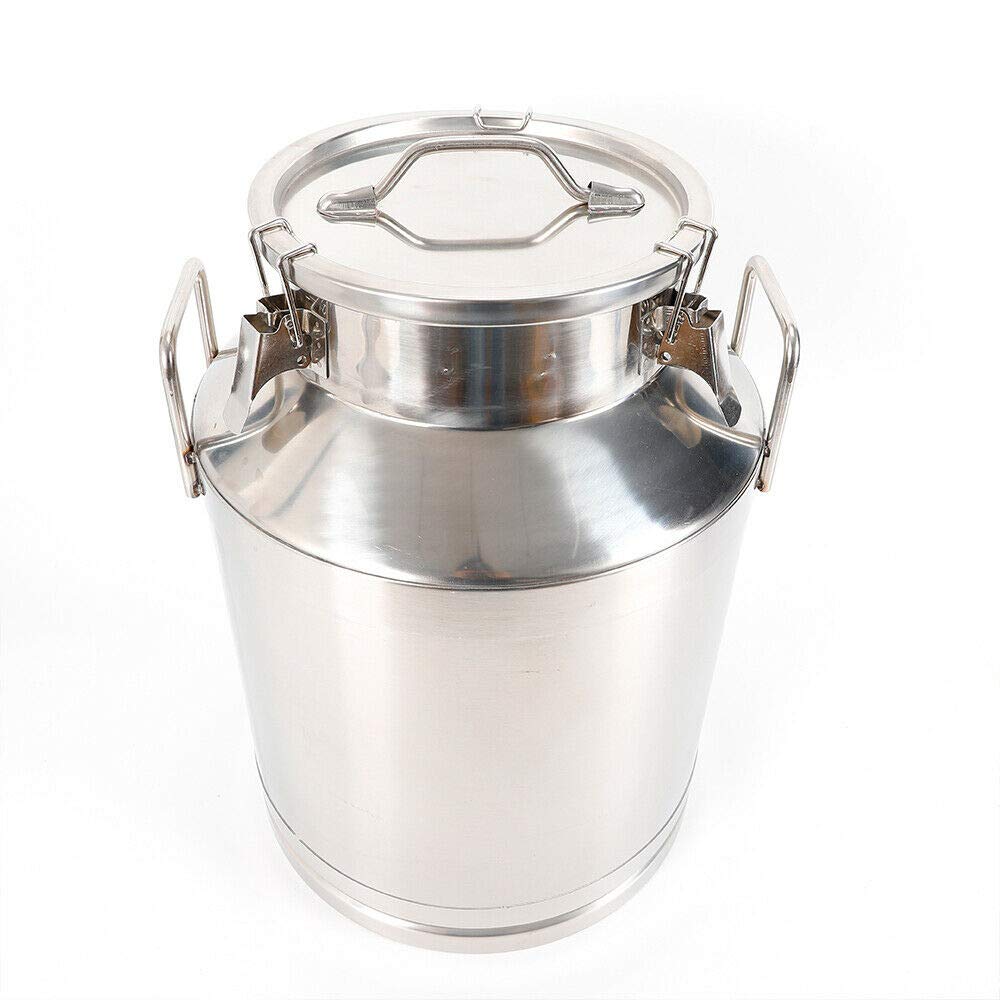 50 Liter (13.25 Gallon) Heavy Duty Stainless Steel Milk Can with Sealed Lid - Multi-Purpose Wine Pail, Milk Bucket & Tote Jug for Brewing, Dairy Storage & Farm Use