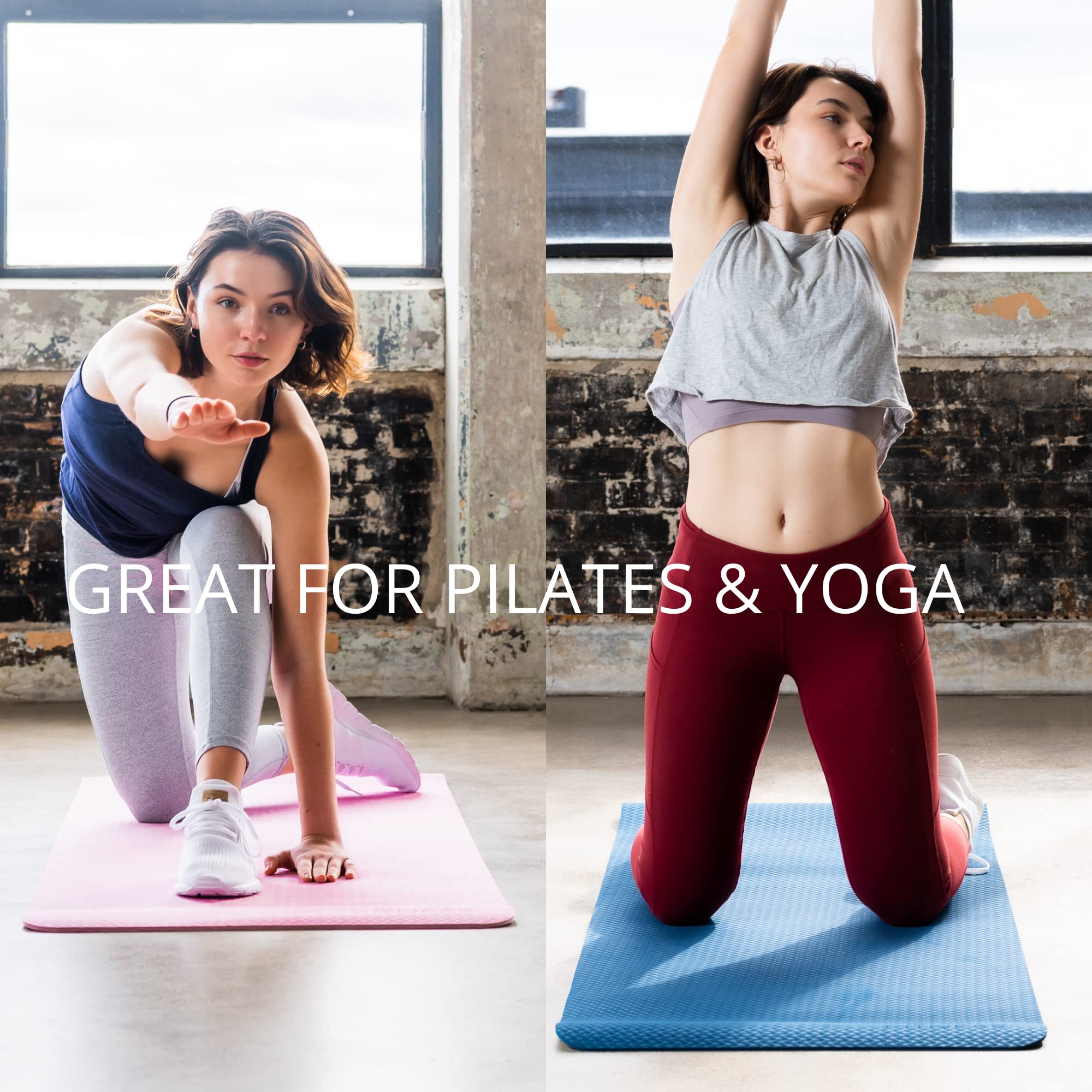 Premium Non-Slip TPE Yoga Mat with Extra Padding - Ultra Grip Exercise Mat for Yoga, Pilates & Home Workouts - Lightweight & Portable with Free Carrying Strap - Ideal for Gym, Studio & Travel Fitness Sessions