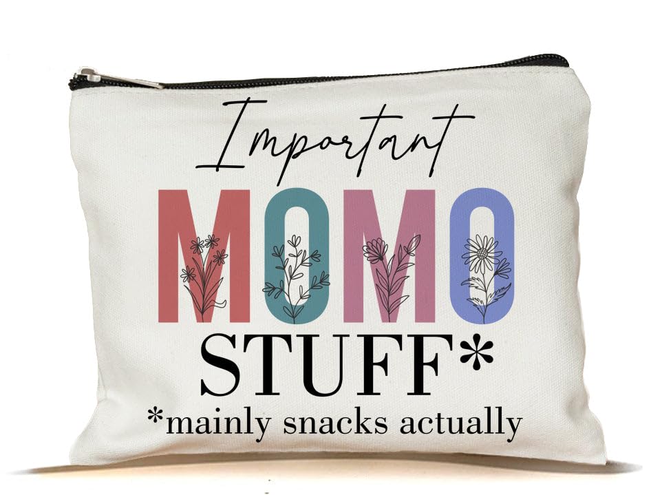 Funny Momo Cosmetic Bag - Cute Makeup Pouch for Momo Lovers - Perfect Gift for Mother's Day, Birthday & Christmas - Great for Travel, Gym & Daily Use - White