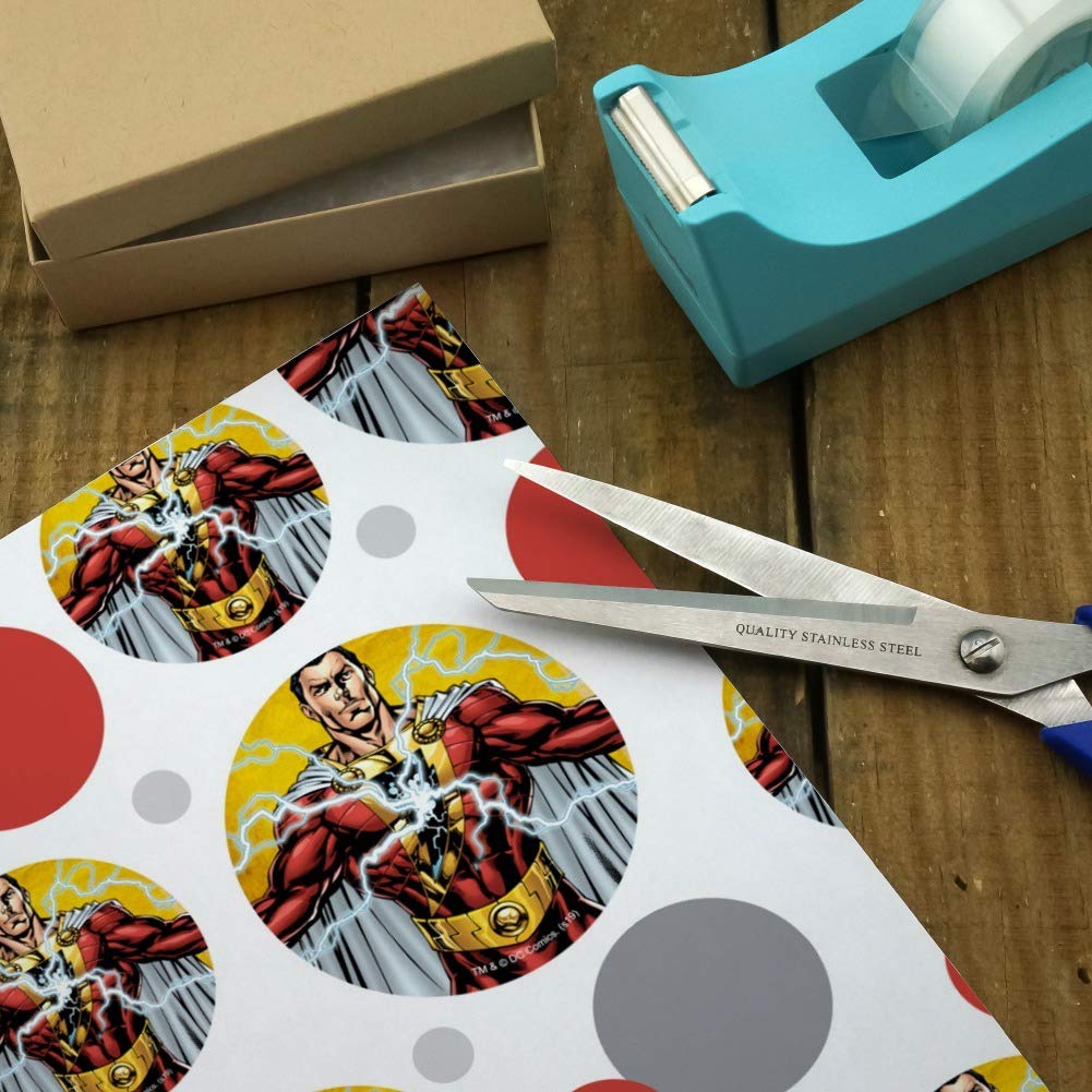 DC Comics Justice League Shazam Character Gift Wrap Paper Roll - Superhero Themed Wrapping Paper for Birthday, Christmas Gifts & Party Decorations