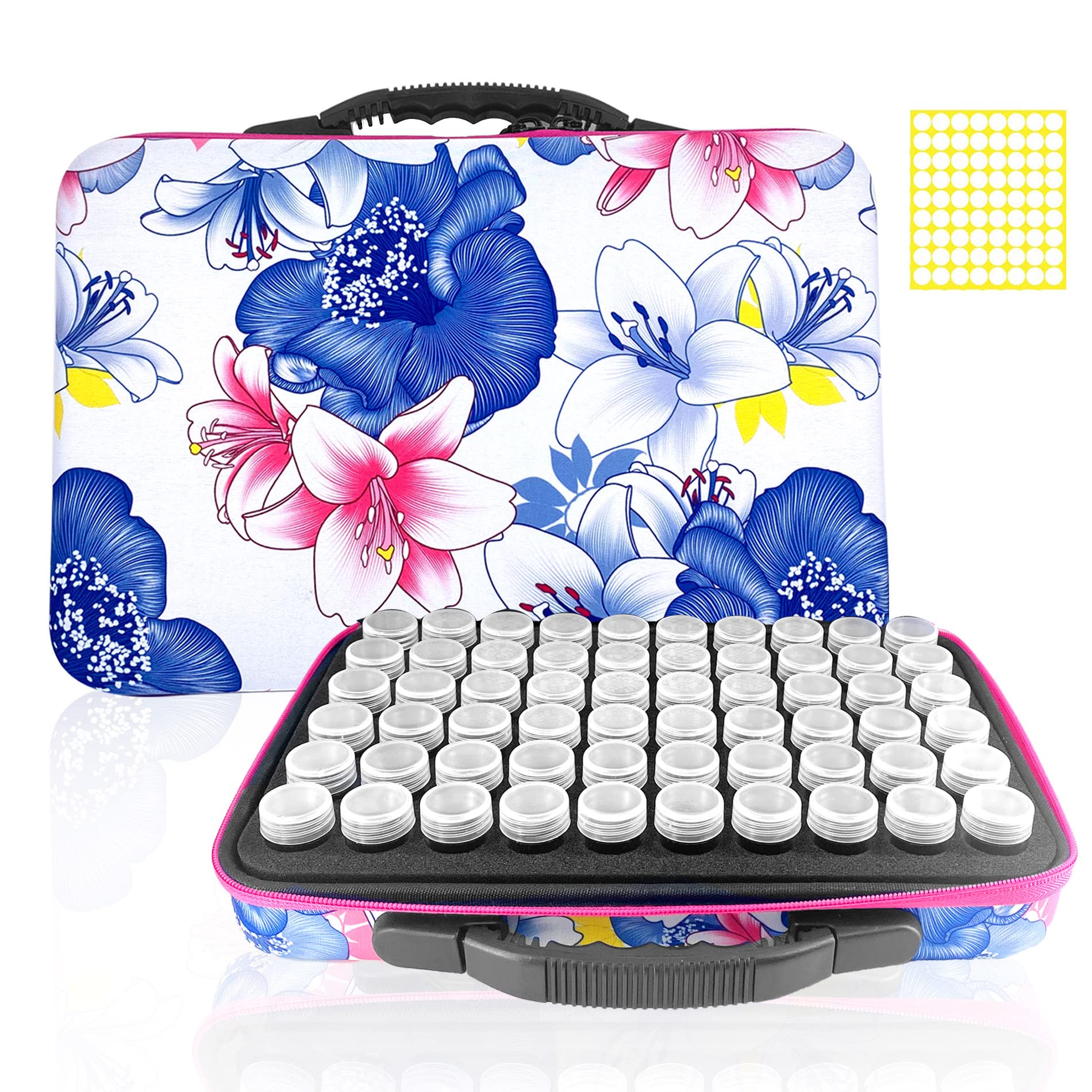 Diamond Art Painting Storage Containers - 60 Slots EVA Shockproof Bead Organizer with Label Stickers | Portable DIY Craft Jewelry & Rhinestones Storage | Perfect for Diamond Painting, Embroidery & Beading Projects