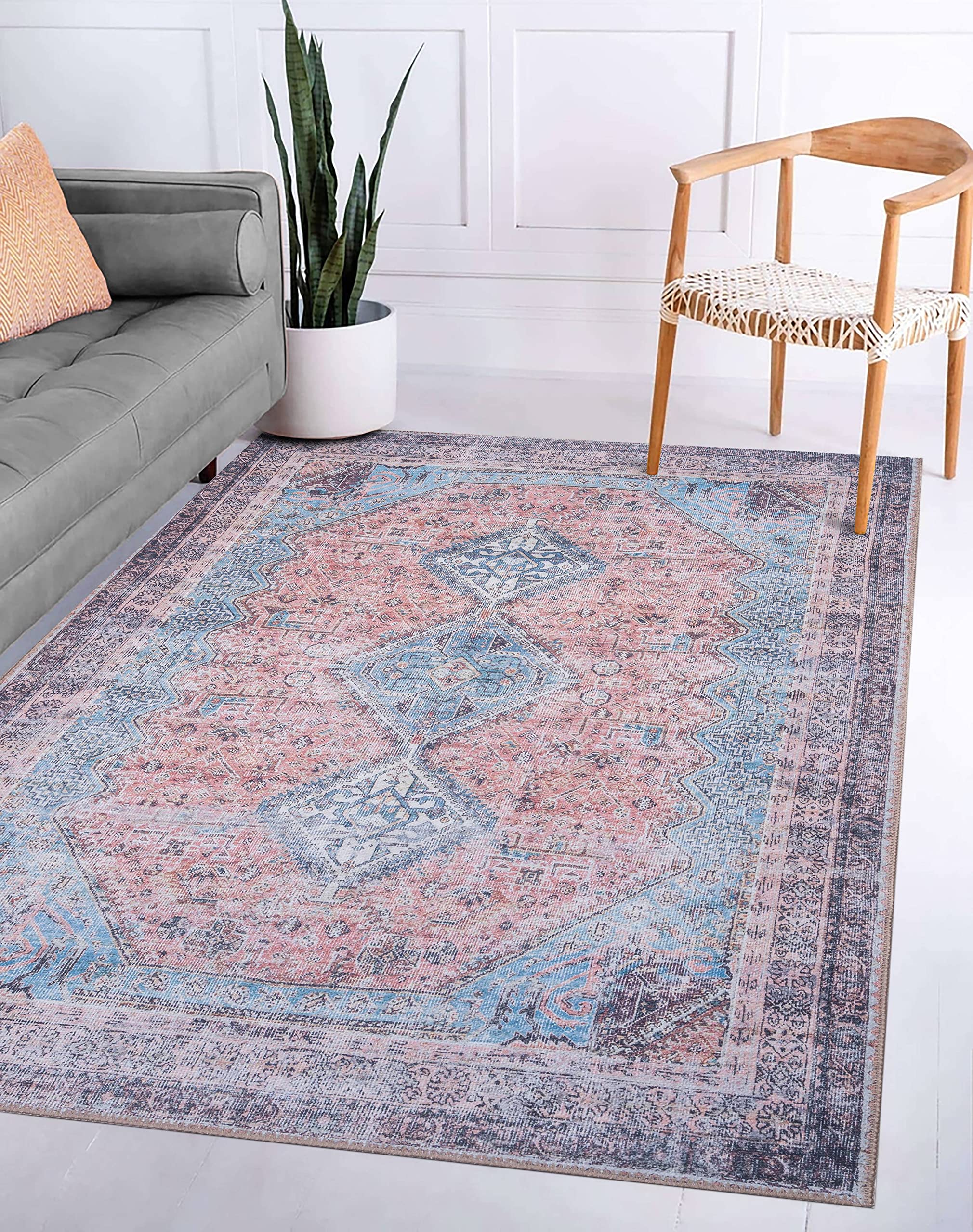 Perga Washable Non-Slip Area Rugs - Soft Indoor Floor Carpet for Bedroom, Living Room, Kitchen, Bathroom & Entryway - Pet Friendly Home Decor Rug - Perfect for Cozy Spaces, High Traffic Areas & Pet Owners