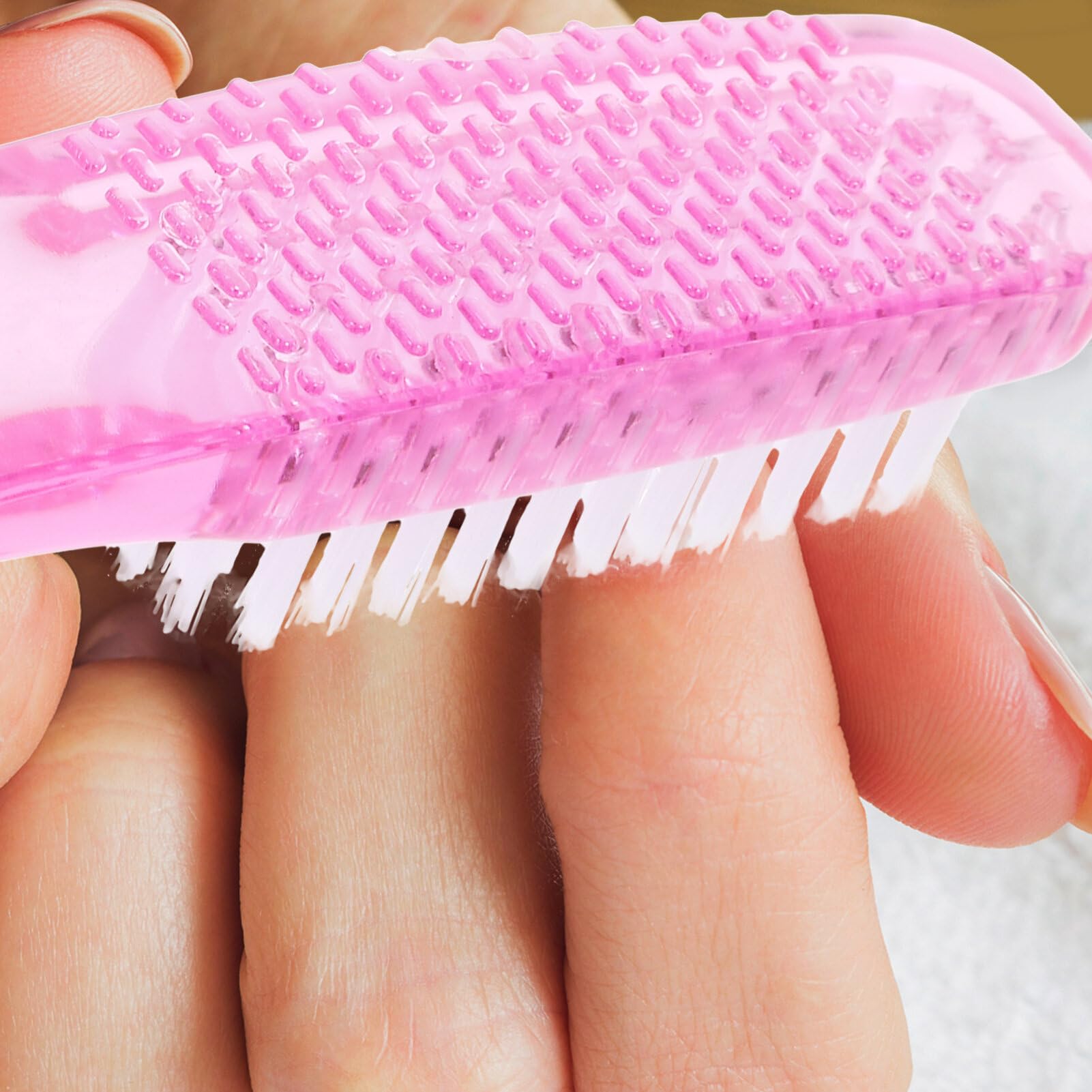 EXCLUZO 5-Piece Nail Brush Set - Professional Manicure & Pedicure Scrub Brushes for Hands and Feet - Durable Nail Cleaning Tool with Ergonomic Handle (Pink) - Perfect for Home Spa, Salon & Travel Nail Care