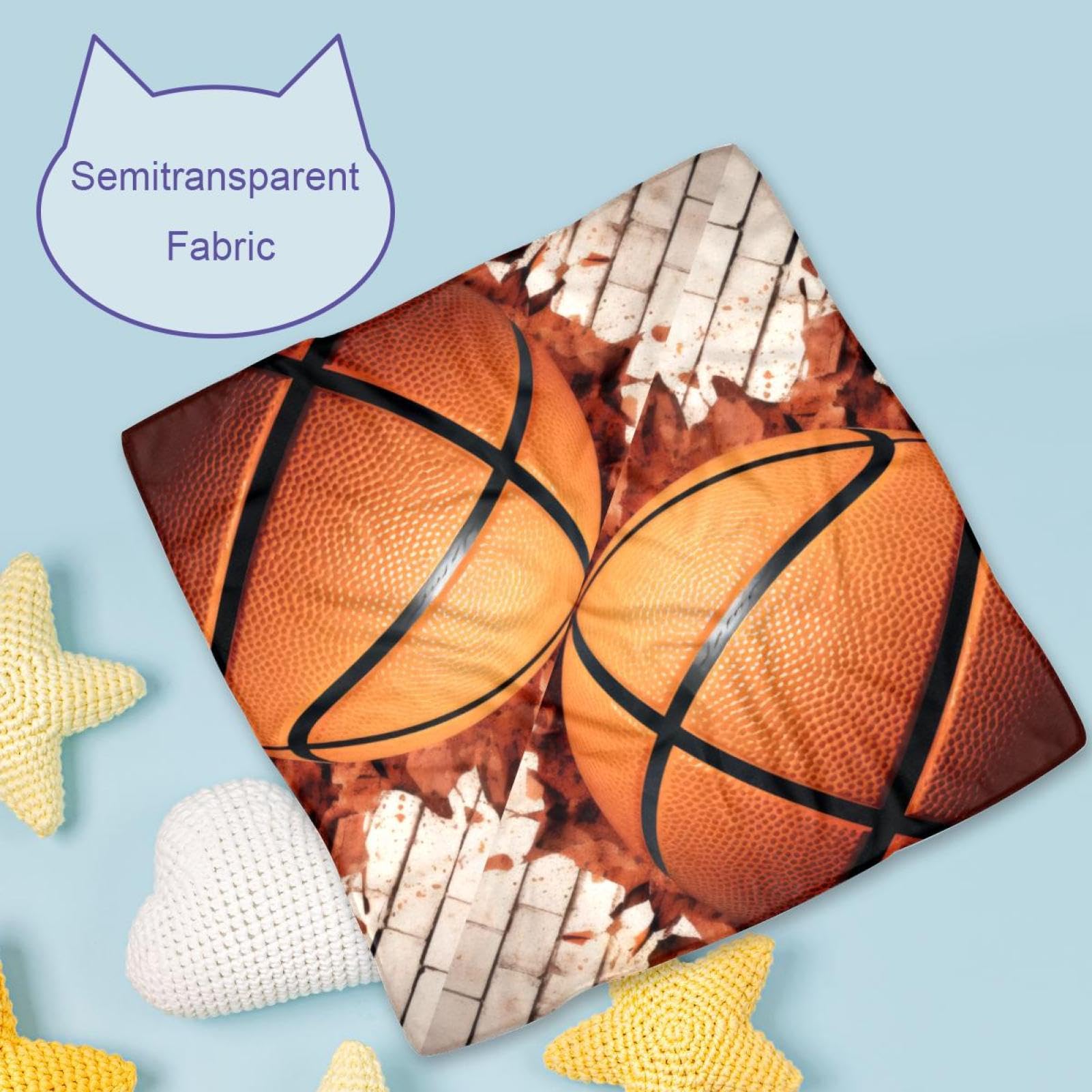 3D Pattern Basketball Dog Bandanas - 2-Piece Set for Small, Medium & Large Pets - Adjustable Dog Scarf & Cat Bandana Accessories - Perfect for Pet Parties, Photo Shoots & Daily Walks