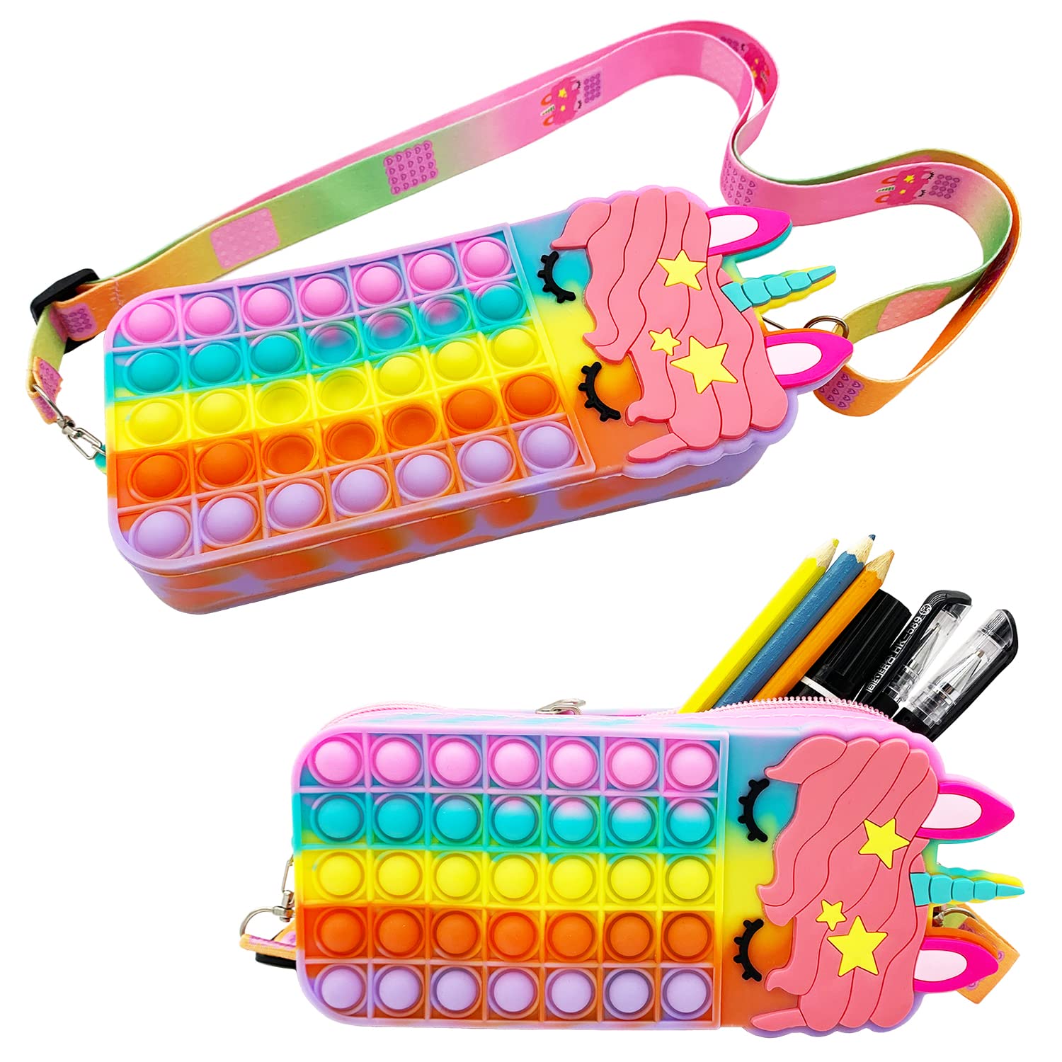 Isapral Pop Bubble Pencil Case - Silicone Anti-Anxiety Pen Holder for Kids & Adults, Cute Pop Purse for Girls, Office & School Stationery Organizer - Perfect for Stress Relief, Classroom, and Work Desk Organization
