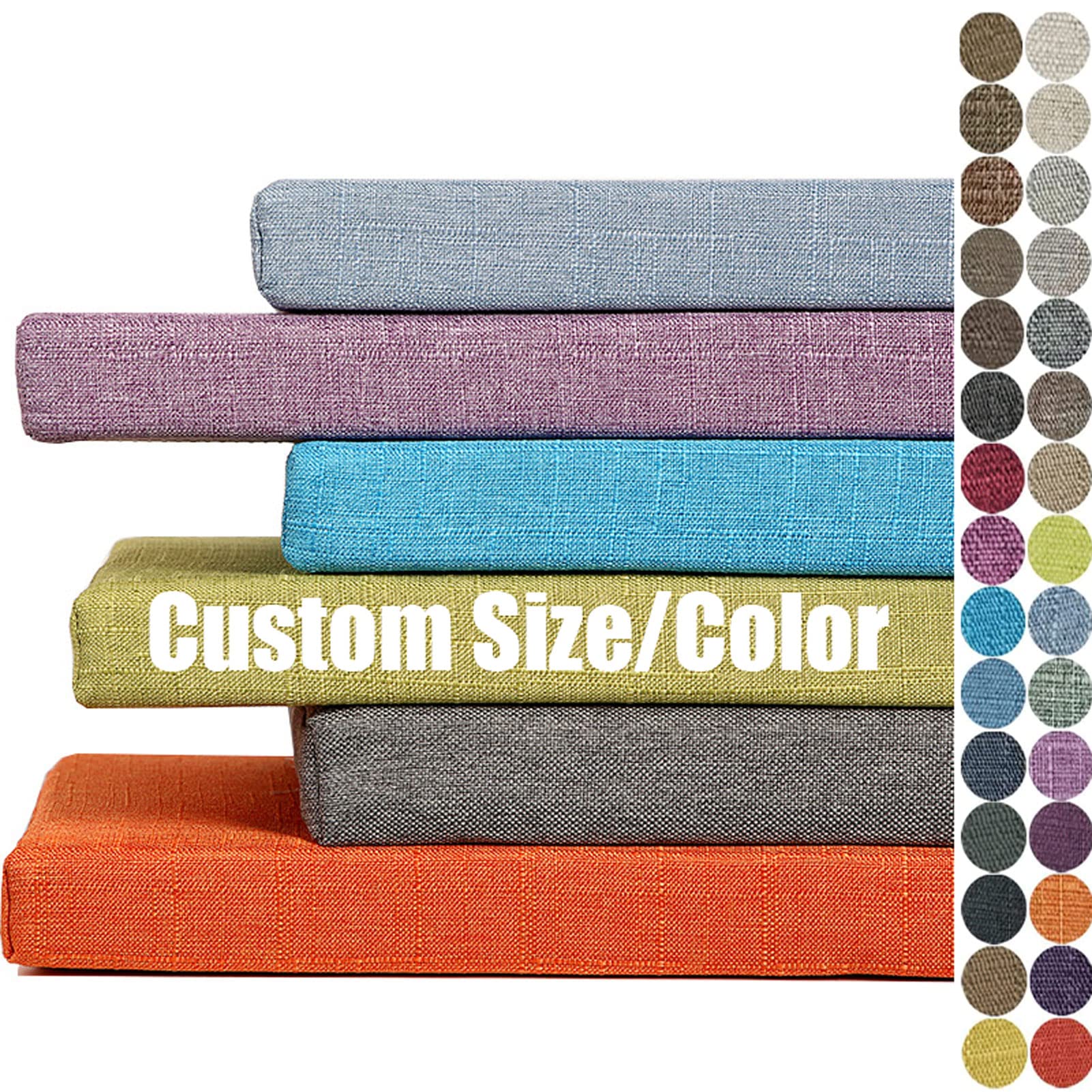 Custom Bench Cushion - Personalized Size Non-Slip Bay Window Seat Pad (1.18