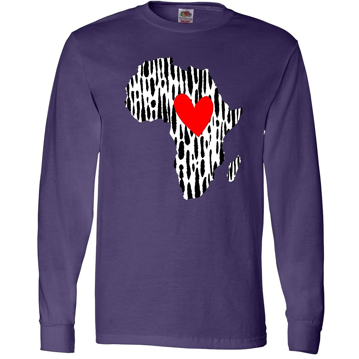 Inktastic Black History Month African Heart Print Long Sleeve T-Shirt for Men & Women - Celebrate African Heritage with Stylish Casual Wear for School, Work & Community Events