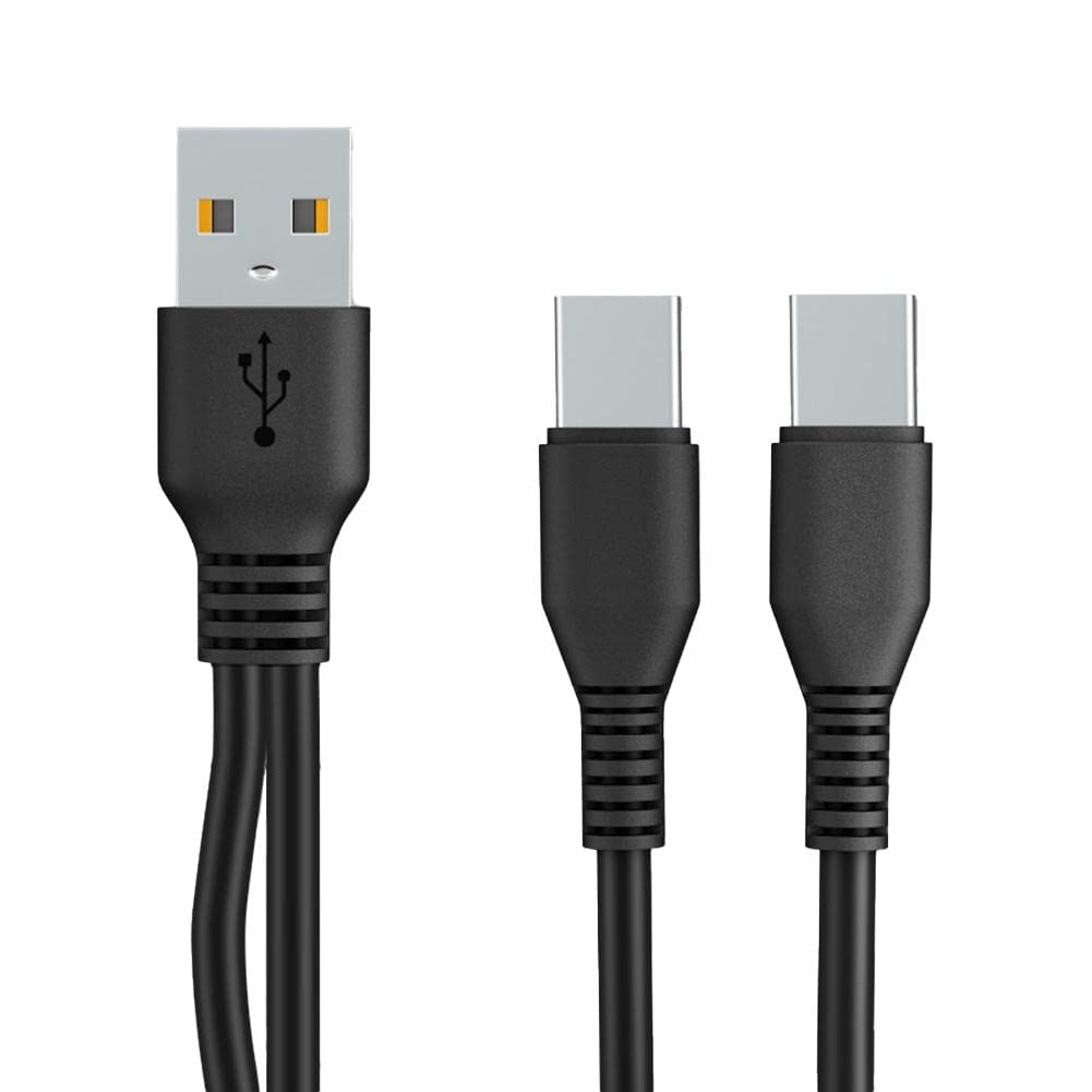 2-in-1 Double Head USB C Cable - Fast Charging & Data Sync | Short Dual Type C Charger for Phones, Tablets & Laptops | Perfect for Home, Office & Travel Charging Needs