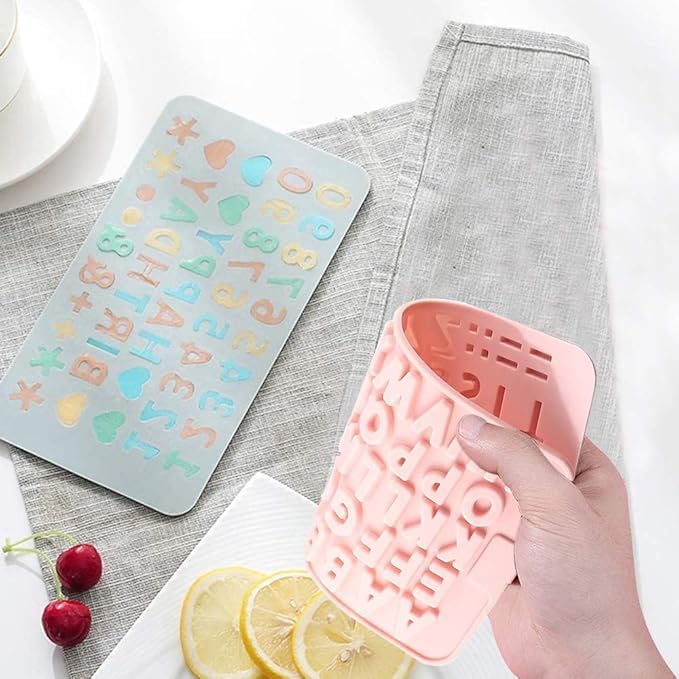 LEGACYCART 2-Piece Alphabet & Number Chocolate Molds Set - Happy Birthday Symbols, Heart Shapes for Cake Decorating, Candy, Fondant, Biscuit & Gummy Desserts | Perfect for DIY Baking, Party Treats & Holiday Desserts