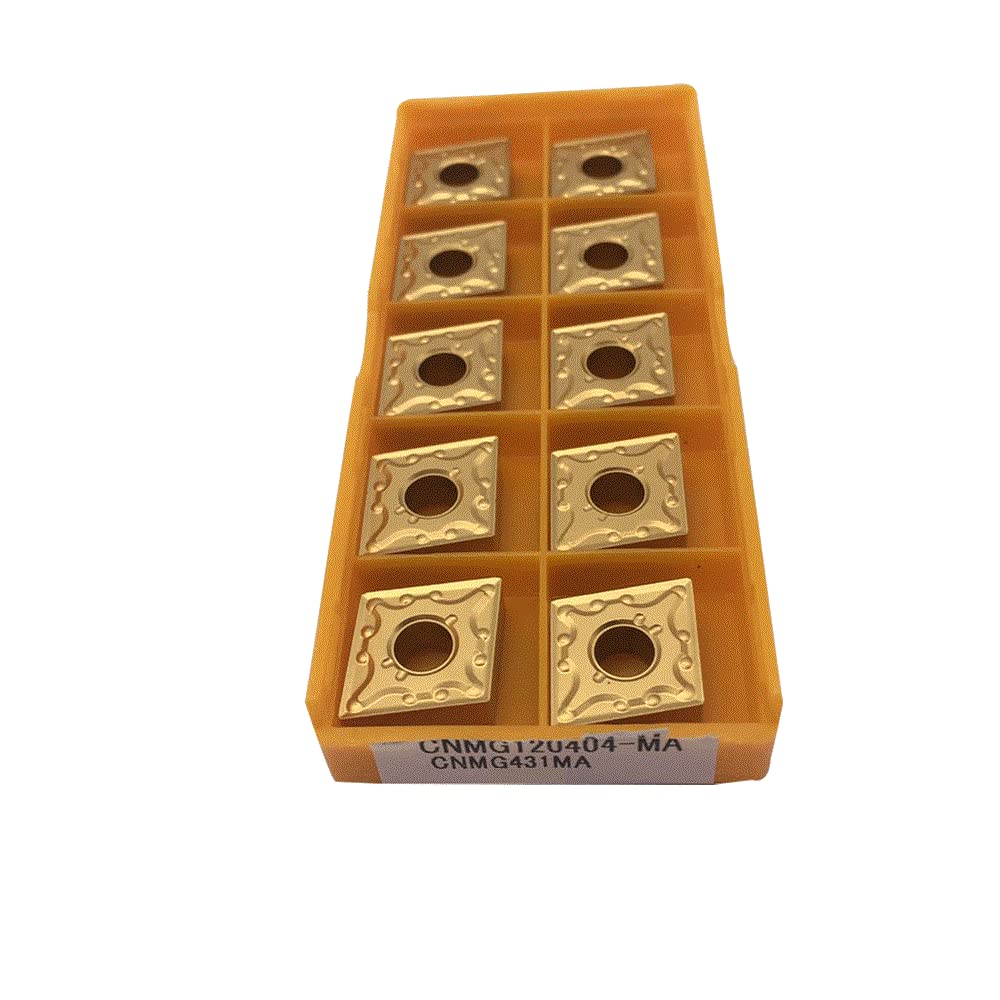CNMG431MA Carbide Turning Inserts - 10-Pack CNC Lathe Cutting Tools for Steel, Stainless Steel, Iron & Cast Iron | Compatible with MCLNR/L Tool Holders | High Precision Machining for Automotive & Industrial Parts (CNMG431MA-Yellow)