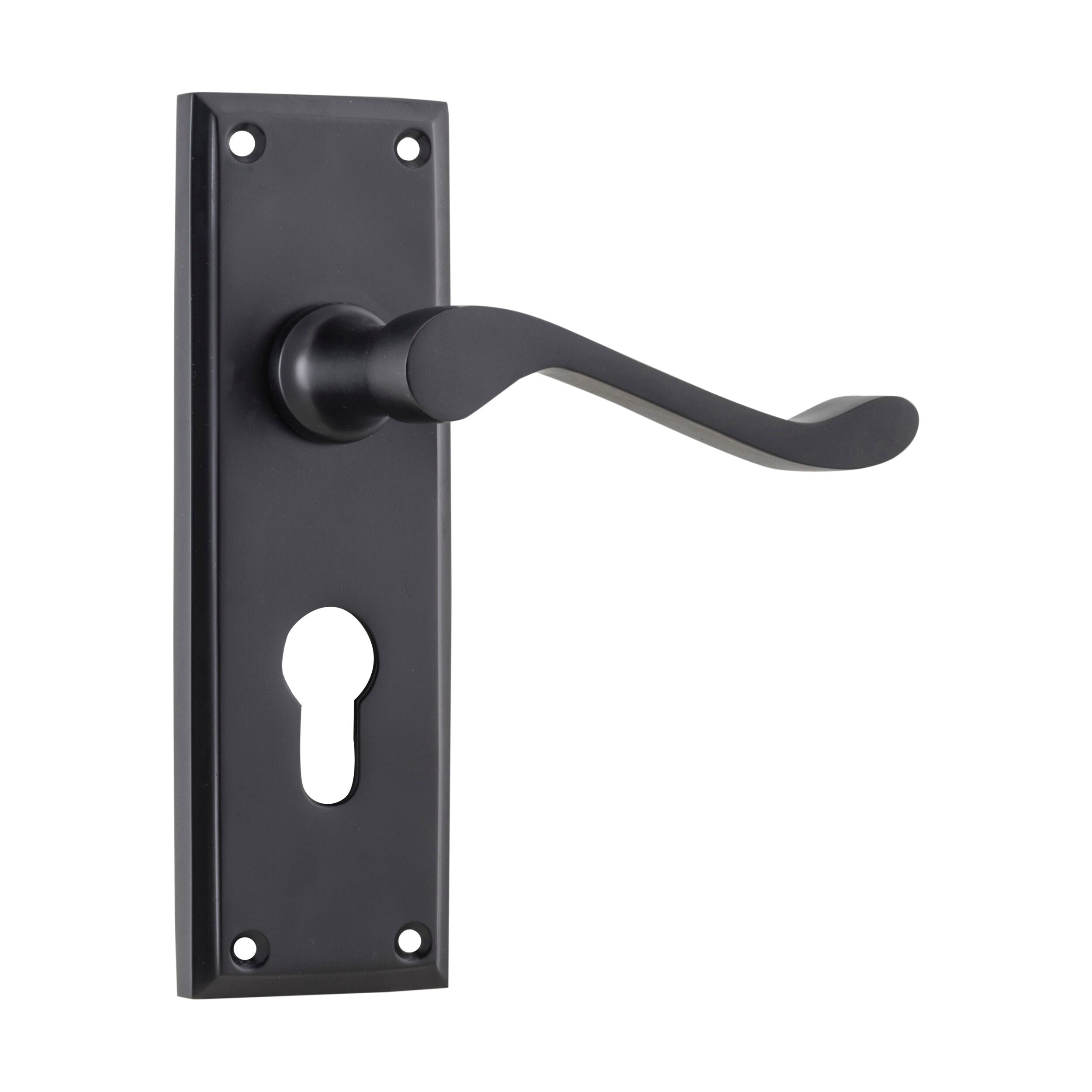 9618E Door Lever Camden Euro Pair Matte Black H152xW50xP60mm - Premium Interior Door Handles for Home & Office Installation