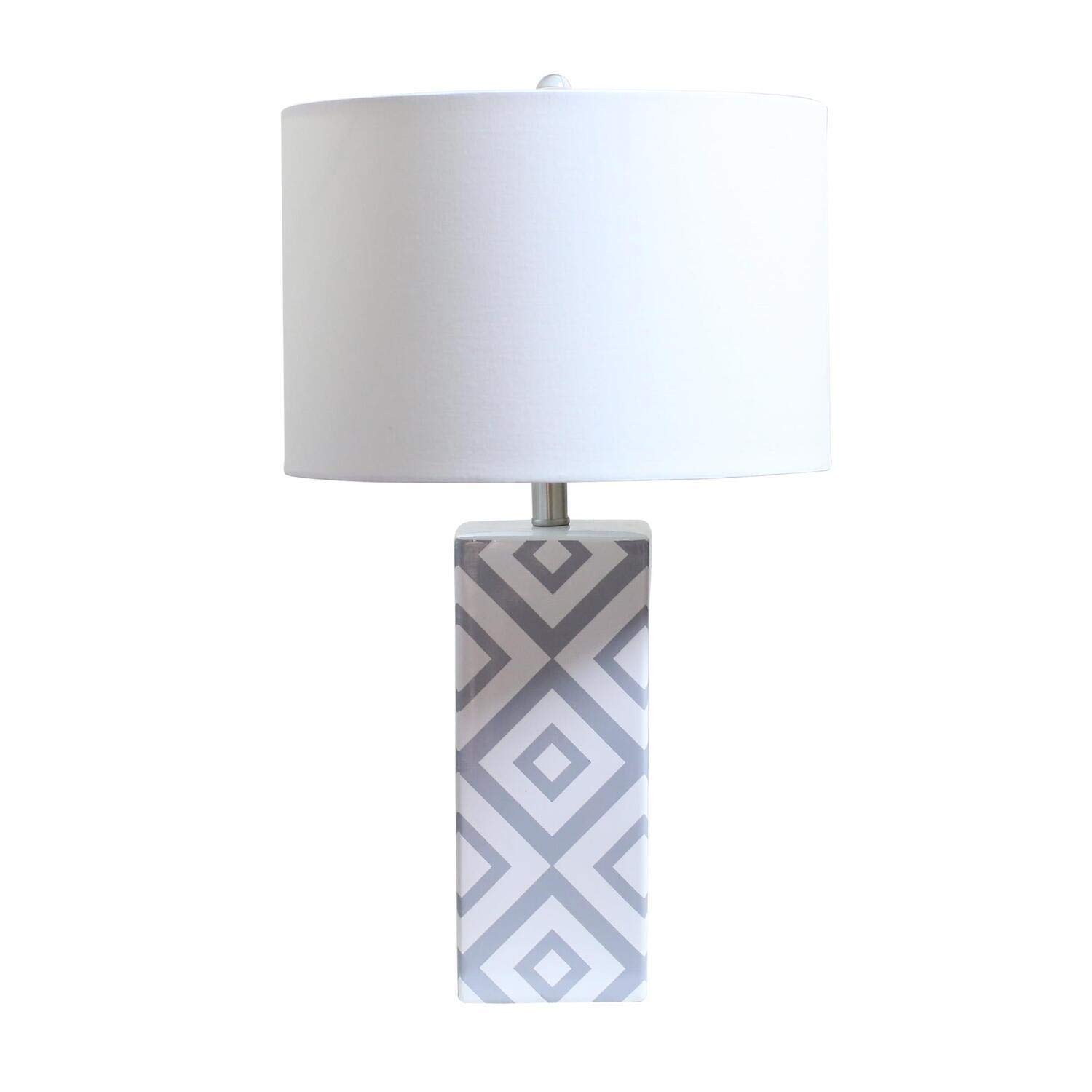 Bethel White and Grey Ceramic Table Lamp - Modern Home Decor for Bedroom, Living Room & Office - Soft Ambient Lighting for Relaxation & Reading