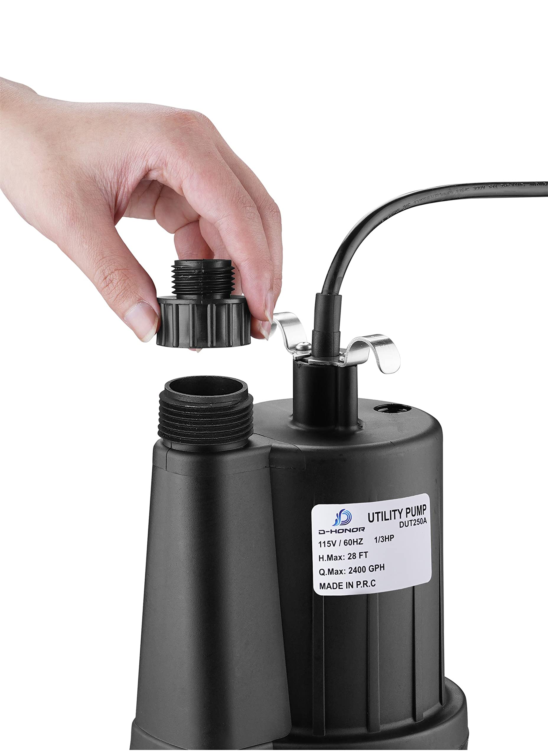 D-HONOR 1/3HP 2400GPH High-Efficiency Utility Drain Pump for Swimming Pools, Ponds, Gardens & Basements - Heavy Duty Water Transfer Pump (Black) | Perfect for Flood Control, Irrigation & Water Circulation