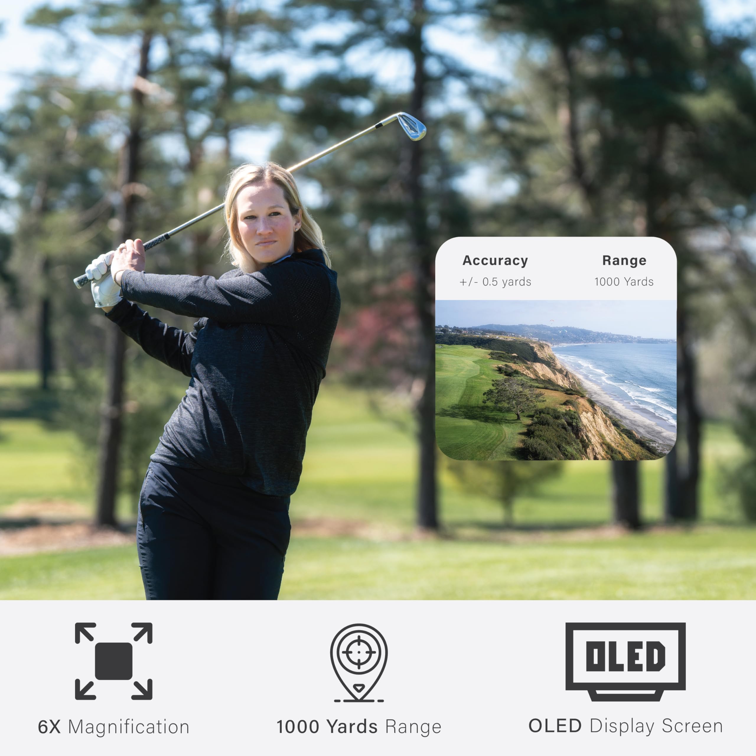 VOVEX Bloom Series 1 Golf Rangefinder with Slope - 1000 Yards Laser Distance Finder, 6X Magnification & Fast Flag Lock Vibration - Rechargeable with Magnetic Stripe - Perfect for Golf Tournaments, Practice & Hunting Accessories
