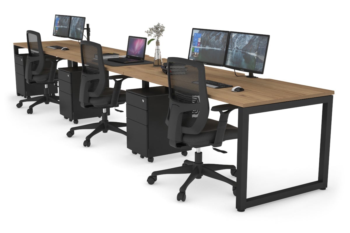 Ergonomic Quadro Loop Legs 3-Person Office Workstation - 47