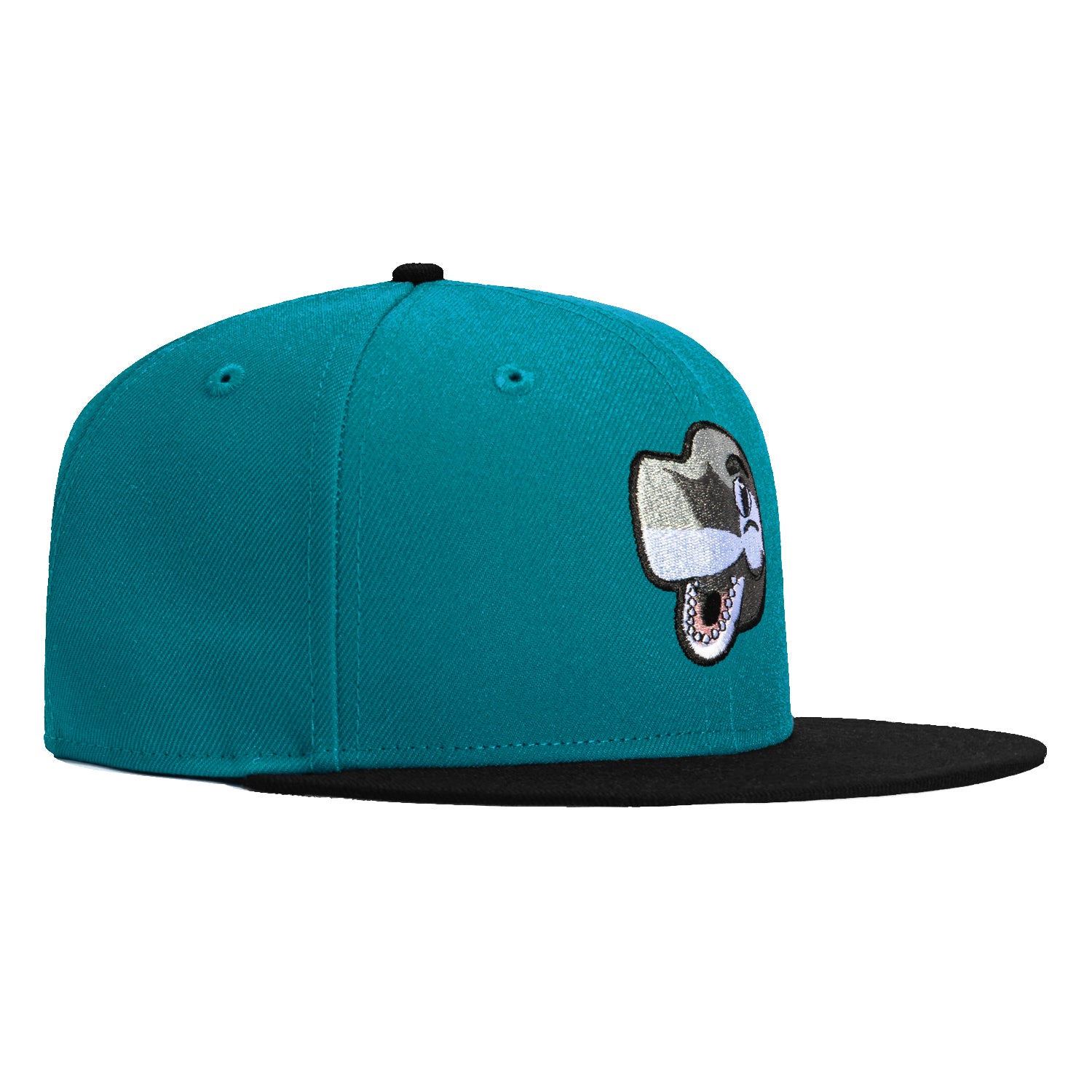 New Era 59Fifty Mascot San Jose Sharks SJ Sharkie Snapback Hat - Teal & Black Adjustable Baseball Cap for Men & Women - Perfect for Games, Sports Events & Fan Collections