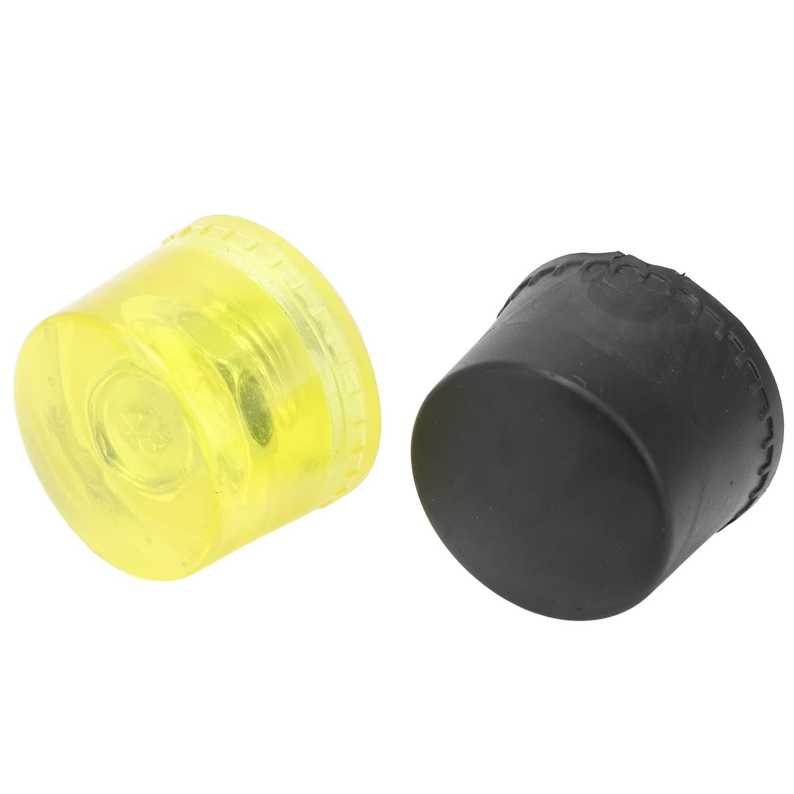 2-Pack Rubber Hammer Replacement Heads - 35mm Diameter Striking Tips for Mallet Accessories (Yellow & Black) - Ideal for Woodworking, Auto Repair & DIY Projects