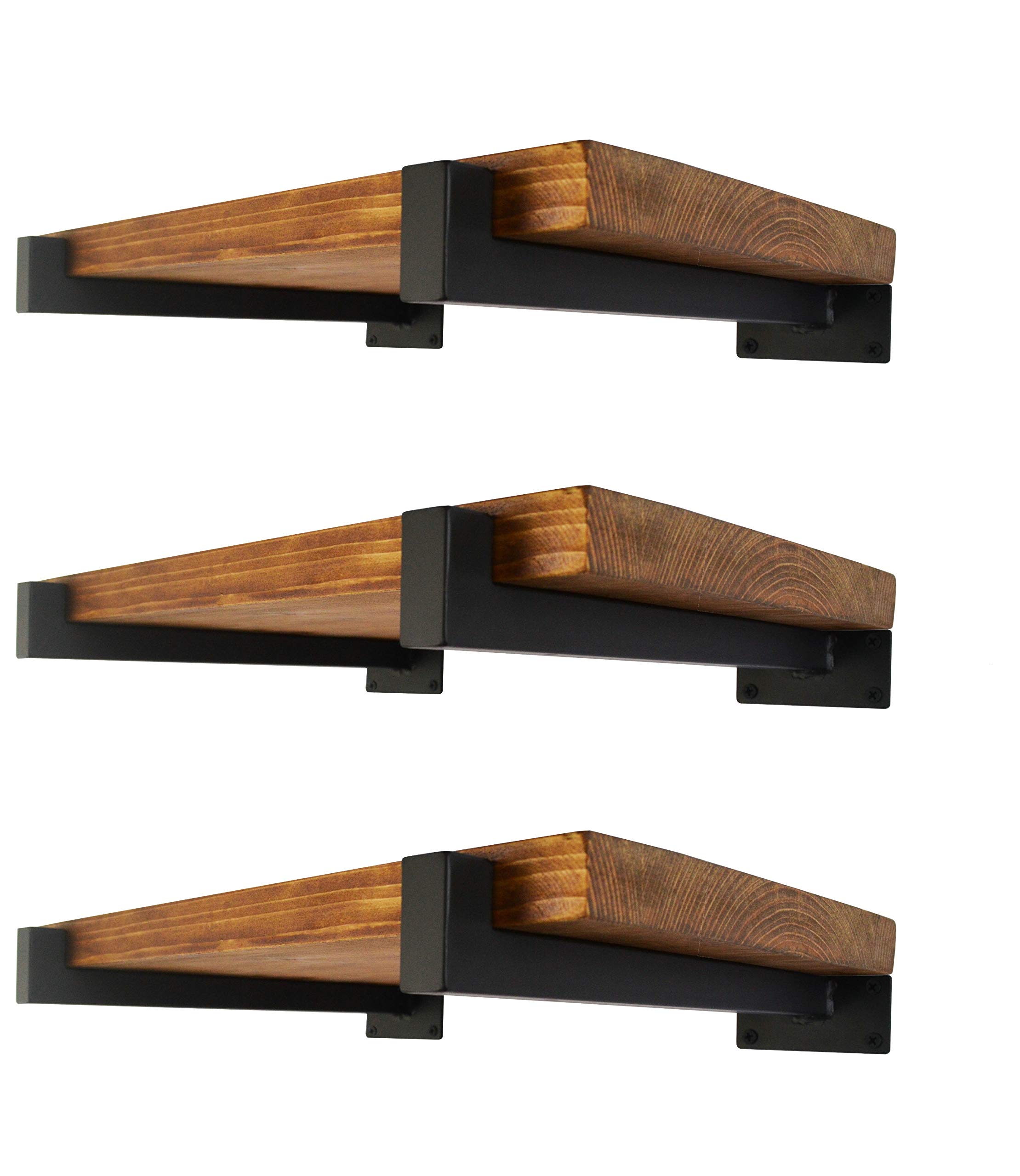 EZYDECOR 12 Inch Black Metal Shelf Brackets - Heavy Duty Wall Mounted Industrial Shelving Supports with Lip (6 Pack) - Perfect for Garage Storage, Kitchen Shelving & Home Organization