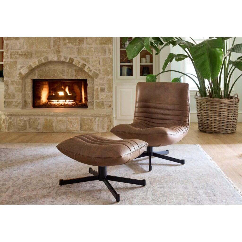 Cyan Design 11805 Eduarda Arm Chair in Medium Brown Distressed Leather - Elegant Living Room Accent Chair for Home Office or Reading Nook