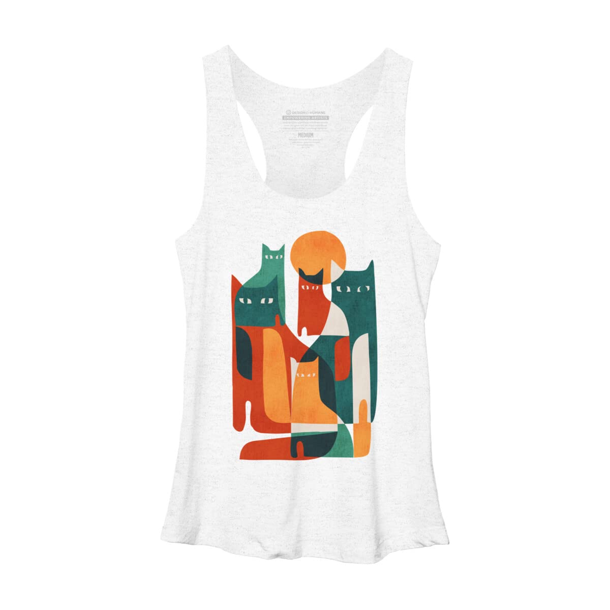 Design By Humans Women's Cat Print Racerback Tank Top - Soft Breathable Fabric for Casual Wear, Gym & Summer Outfits