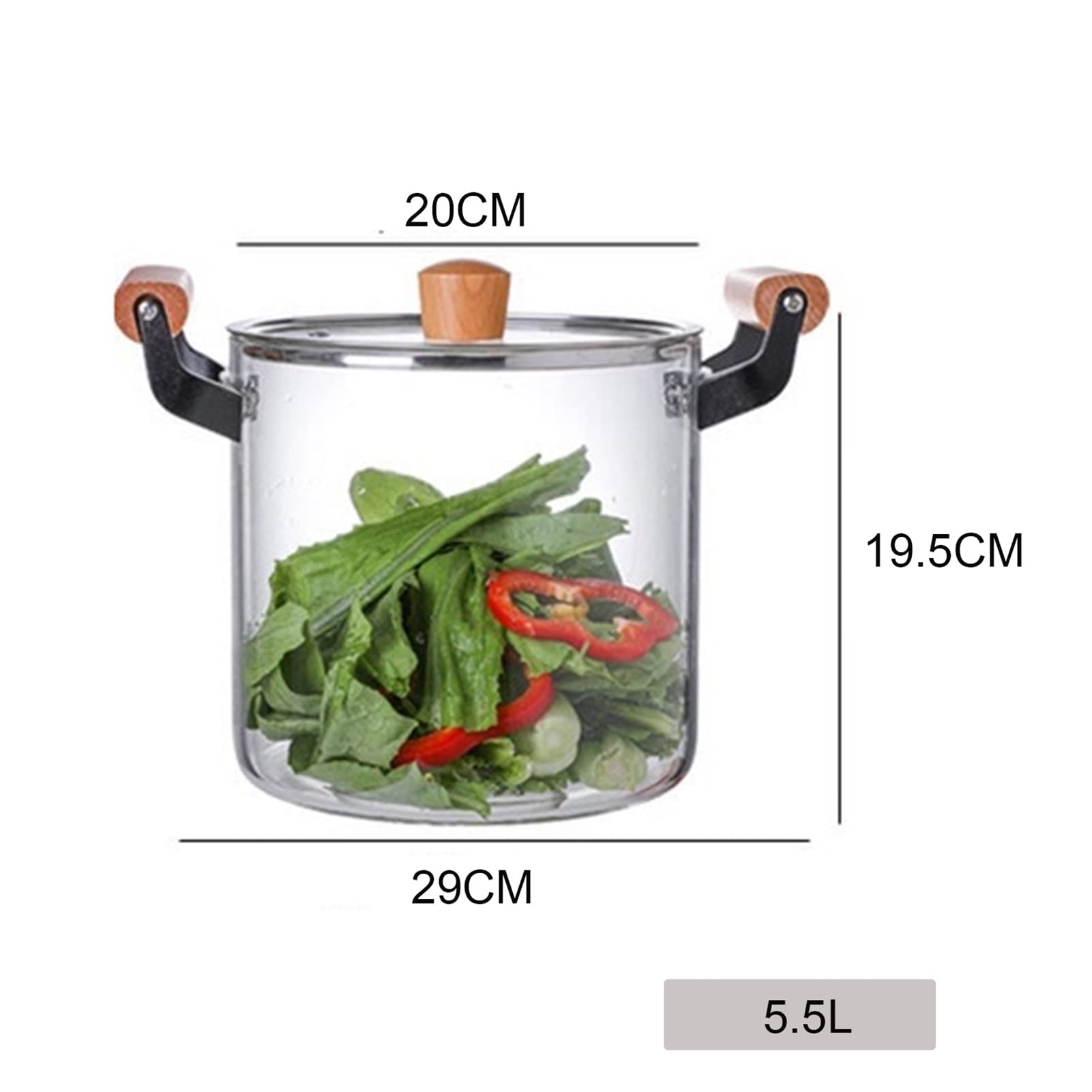 Premium Clear Glass Cooking Pot with Lid & Handle - 5.5L Heat-Resistant Saucepan for Milk, Baby Food & Noodles - Steam Hole Design for Safe Braising & Simmering - Perfect for Kitchen, Baby Meal Prep & Healthy Cooking (Color: Clear)